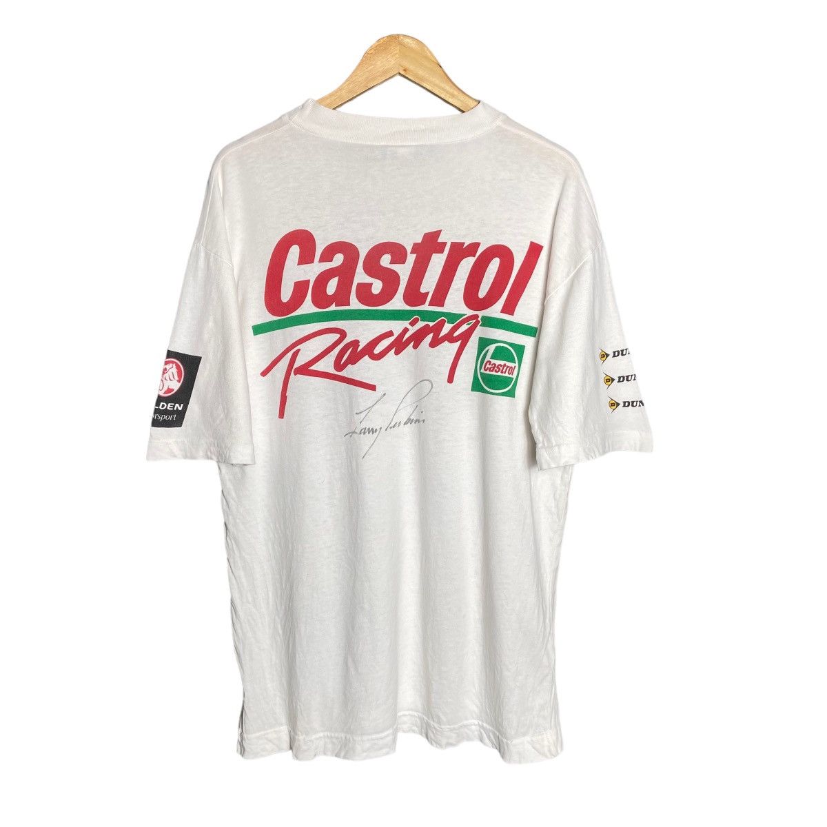image of 90's Holden Moto Castrol Racing Car Tee / Dunlop in White, Men's (Size XL)