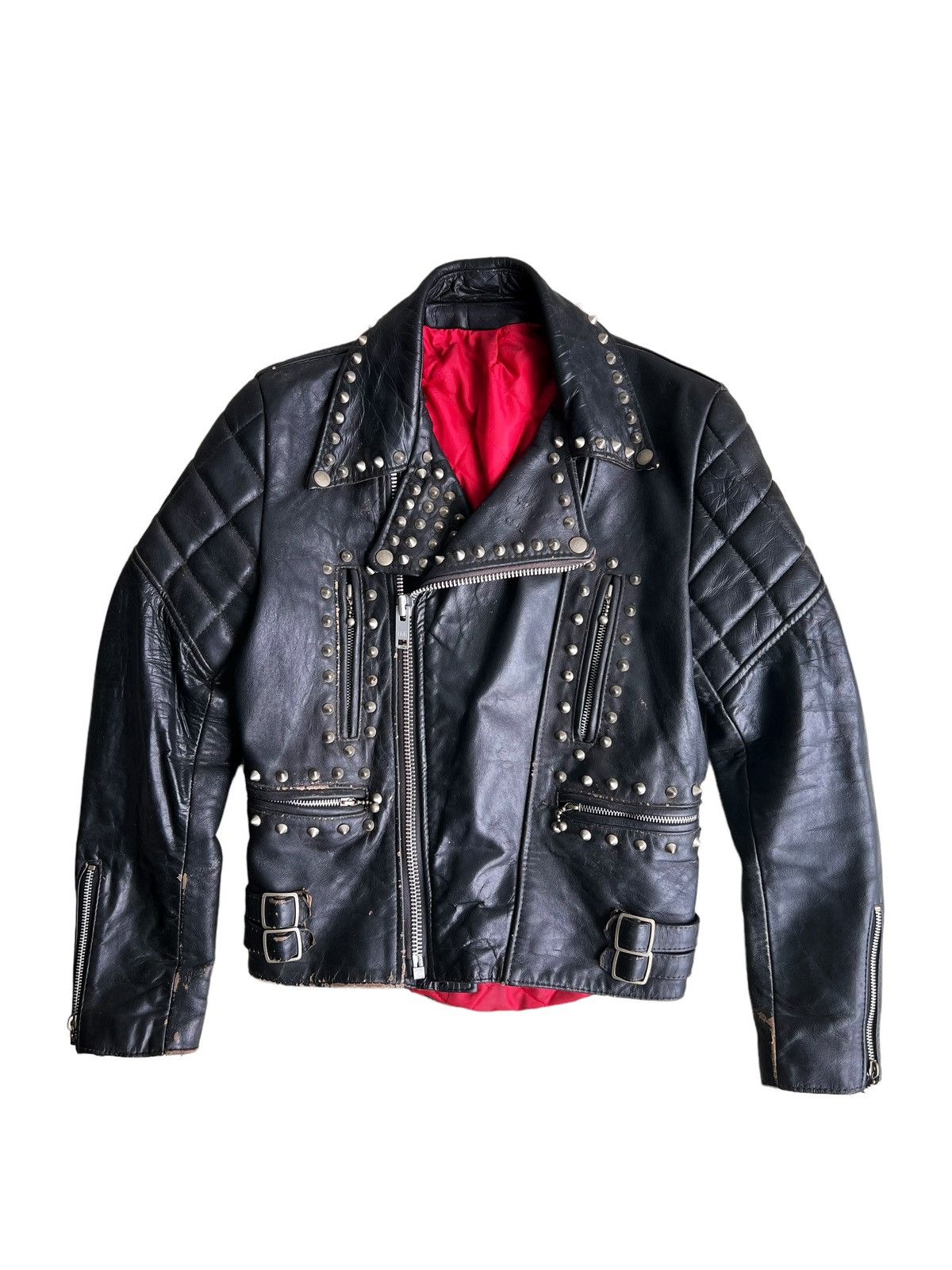 Kadoya 1980s Kadoya Style Stud Double Collar Leather Biker Jacket Size US M / EU 48-50 / 2 - 1 Thumbnail