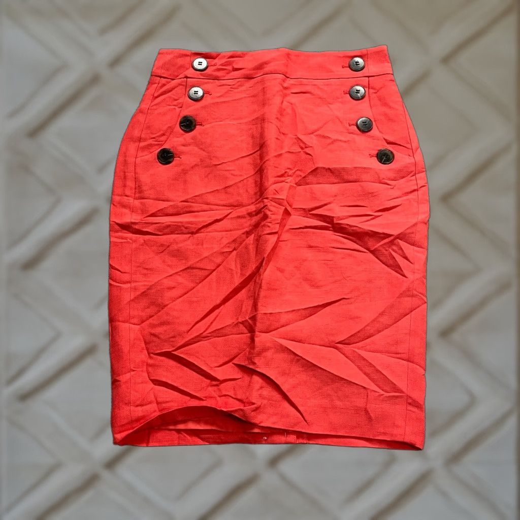 VINTAGE Ann Taylor LOFT Women's 00 Red Straight Pencil Skirt Knee Length Business Casual NWT