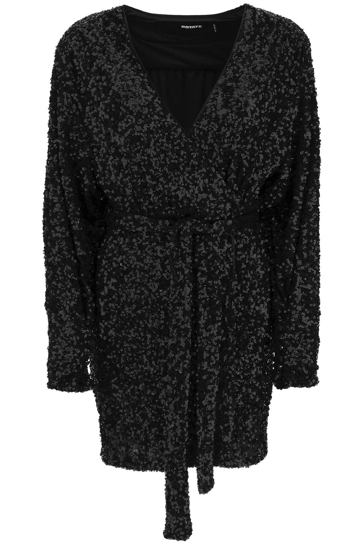 image of Rotate Birger Christensen 'samantha' Sequined Mini Dress in Nero, Women's (Size XS)