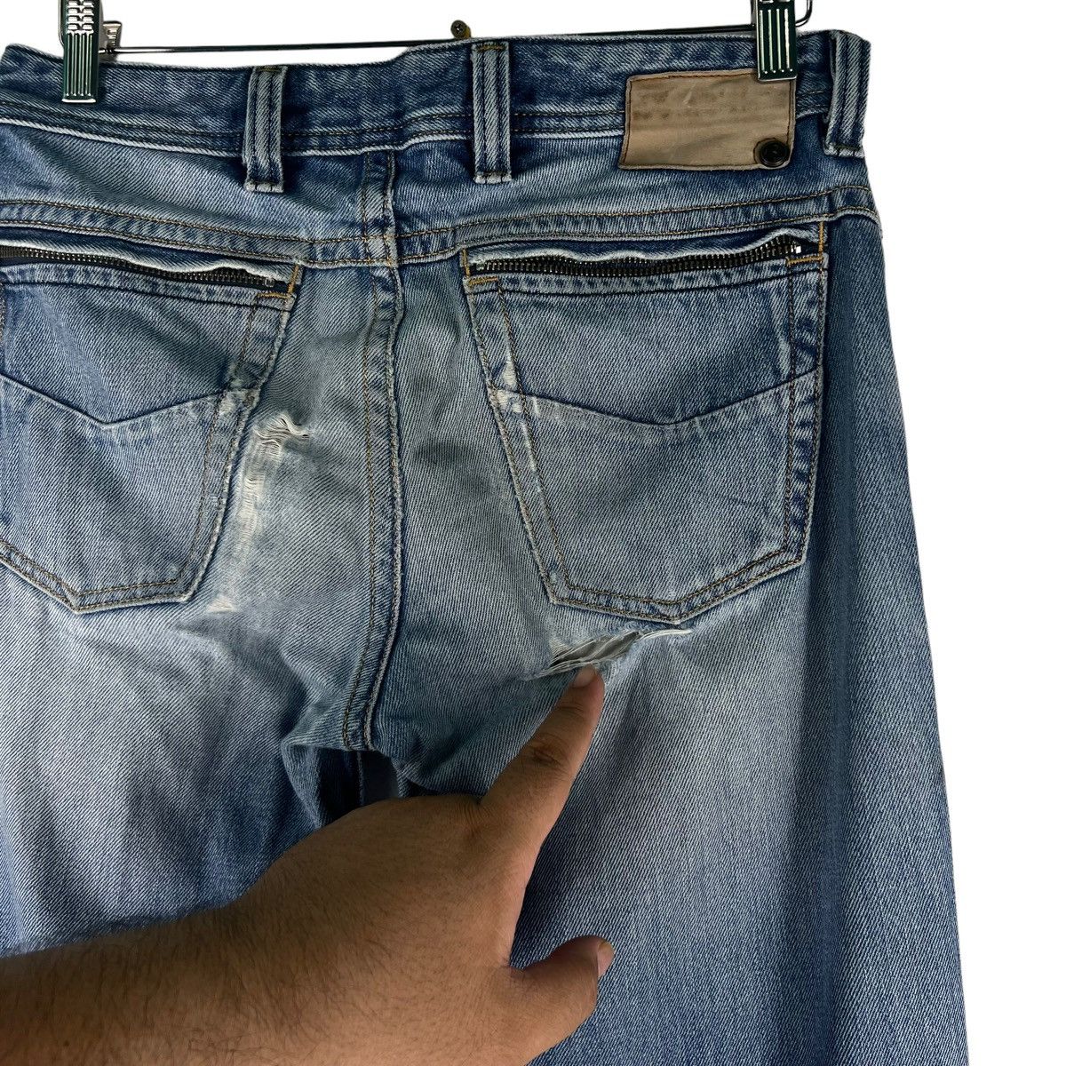 Diesel 🔥Distressed Denim Straight Cut Diesel Biker Punk Design Size US 34 / EU 50 - 9 Thumbnail