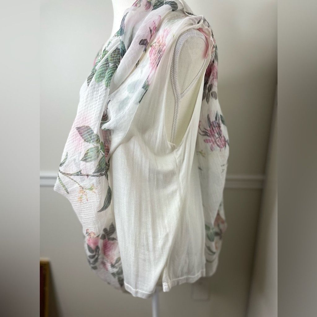 Other Made in Italy Silk Sheer Floral Overlay Cape Top Size XL / US 12-14 / IT 48-50 - 4 Thumbnail