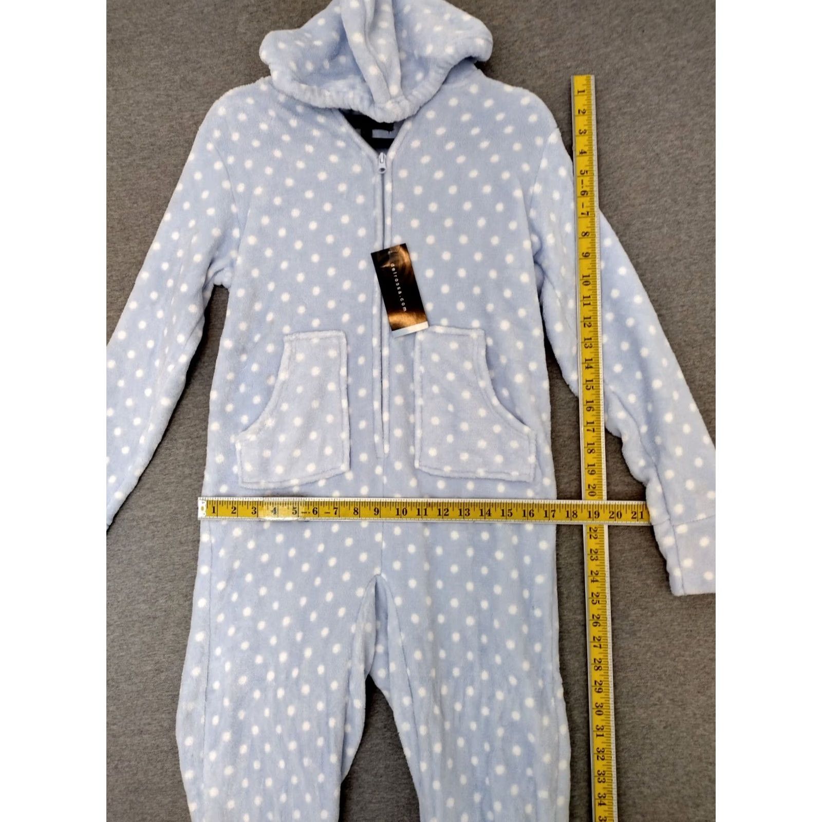 Vintage Alexander Del Rossa Women's Fleece One Zee Hooded Footed Pajamas Blue XS Size ONE SIZE - 4 Thumbnail