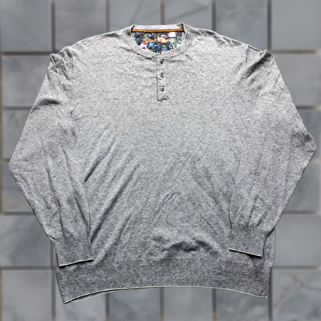 Robert Graham Robert Graham Sweater Mens M Gray Henley Knit Lightweight Pullover Casual Size US M / EU 48-50 / 2 - 1 Thumbnail