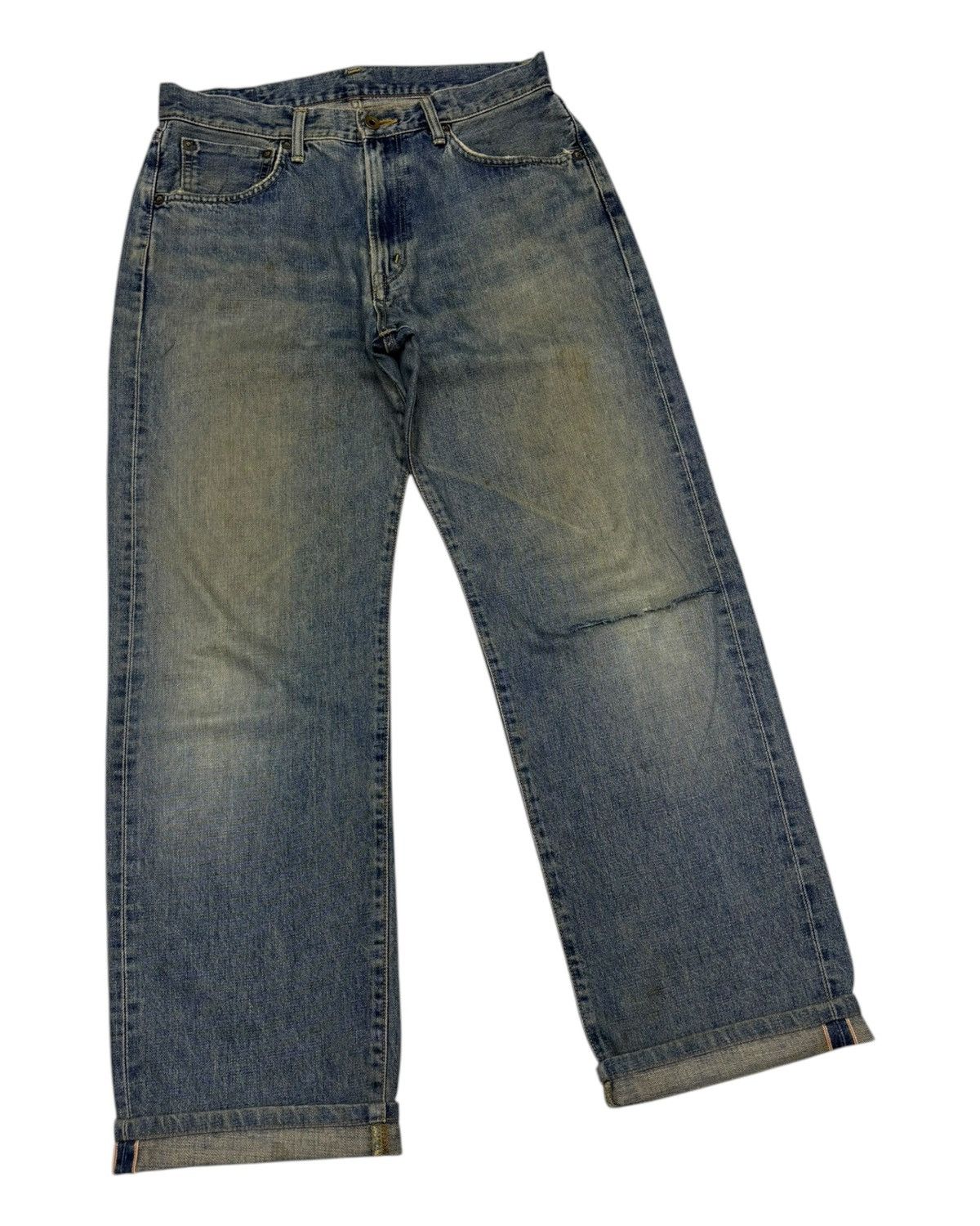 Edwin 🔥EDWIN 505X SELVEDGE BAGGY JEANS DISTRESSED DENIM Size US 33 - 6 Thumbnail