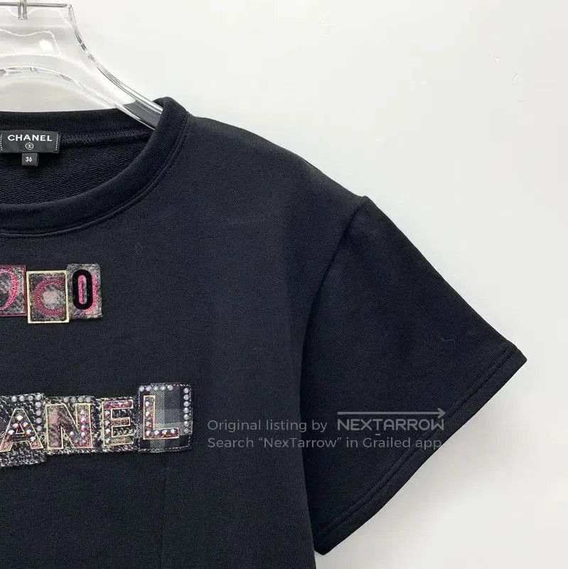 Chanel Chanel Black Cotton T-Shirt with Logo . Size XS / US 0-2 / IT 36-38 - 3 Thumbnail