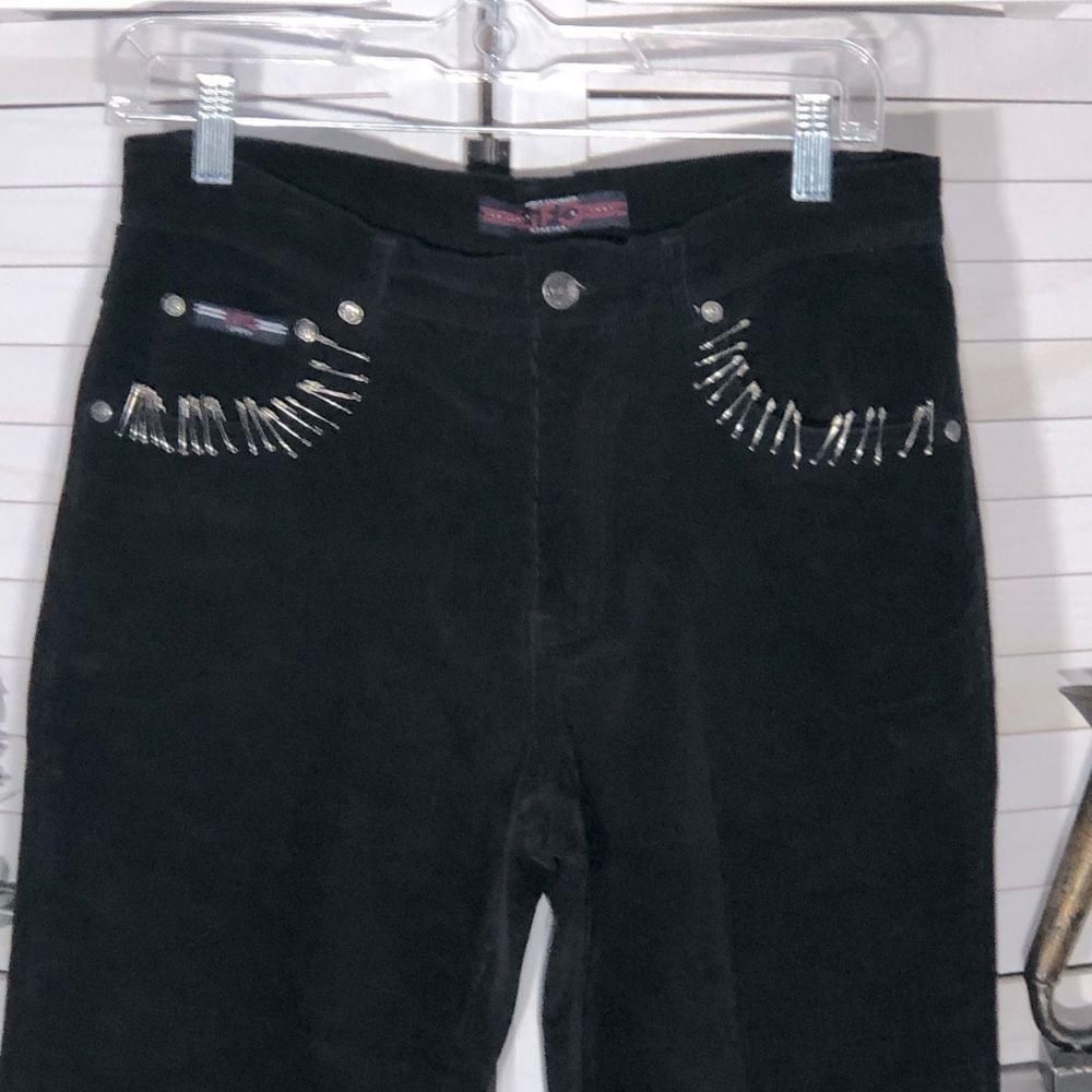 Vintage Y2K Upcycled goth bobby pins black corduroy straight pants 8 Size 30" / US 8 / IT 44 - 3 Thumbnail