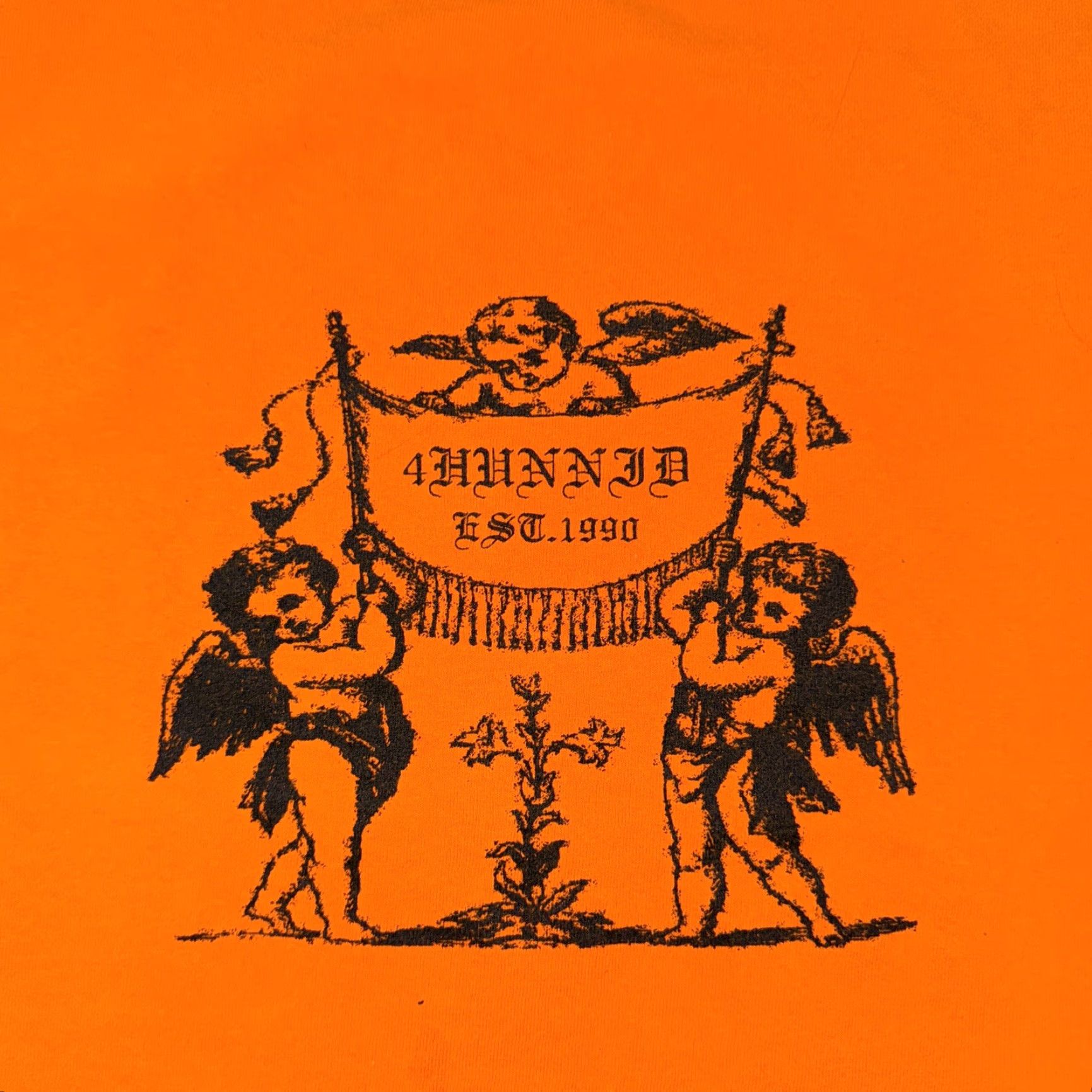 Vintage 4 Hunnid Angels T-Shirt Orange M Mens Shirt 4 Hunnid Angels Orange M 90s Theme Size US M / EU 48-50 / 2 - 2 Thumbnail