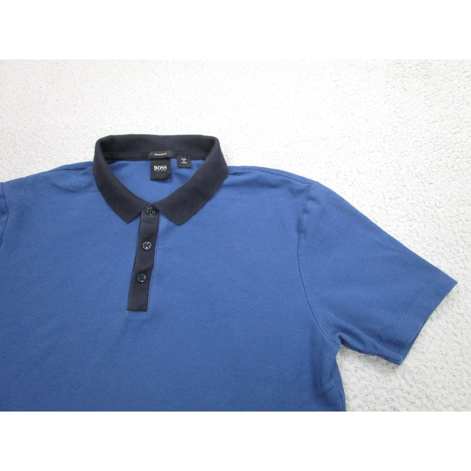 Hugo Boss Hugo Boss Polo Shirt Mens Medium Blue Piket 14 Regular Fit Contrast Collar Size US M / EU 48-50 / 2 - 2 Thumbnail