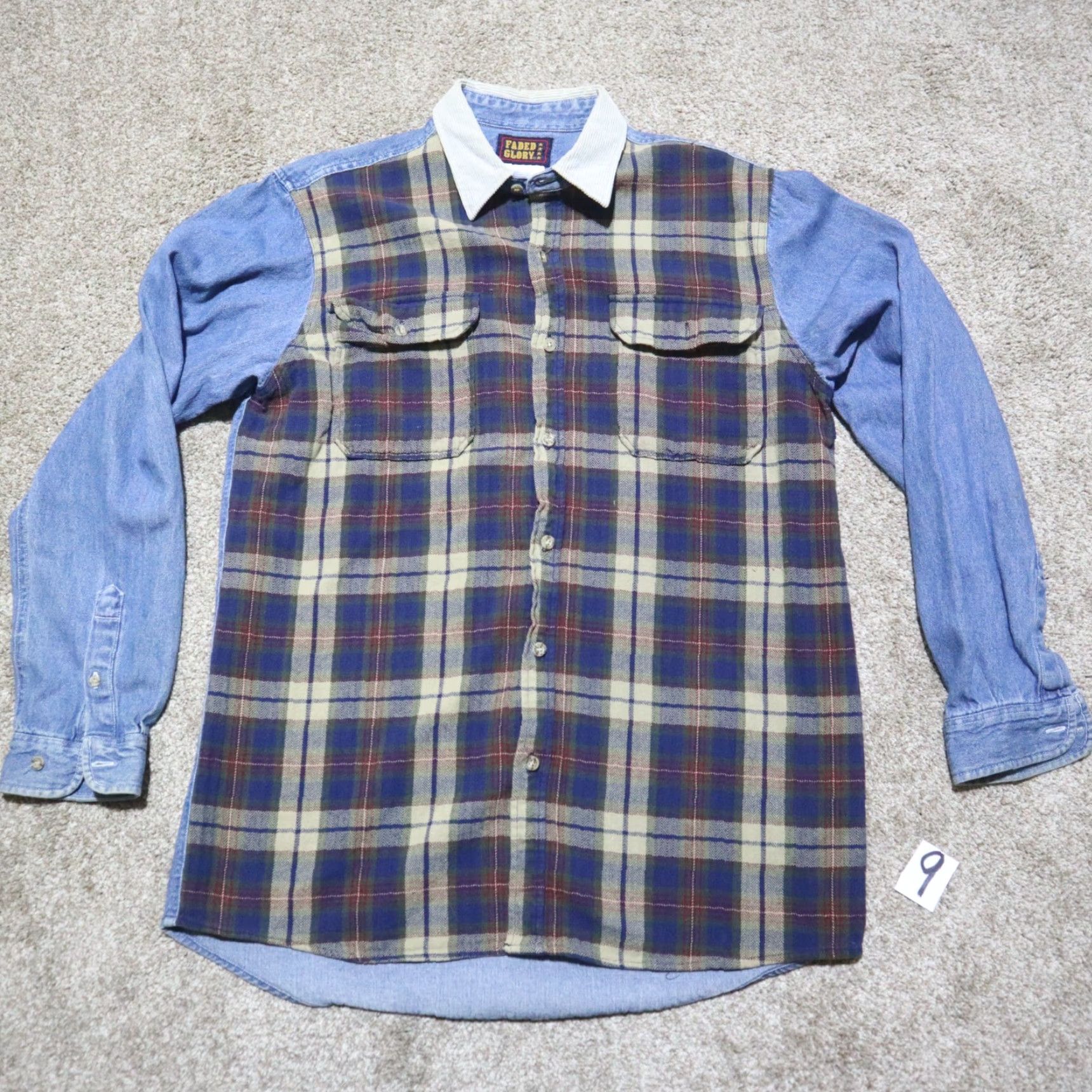 Faded Glory VINTAGE Faded Glory Shirt Denim Blue Plaid Pocket Long Sleeve Men's Size M Size US M / EU 48-50 / 2 - 2 Thumbnail