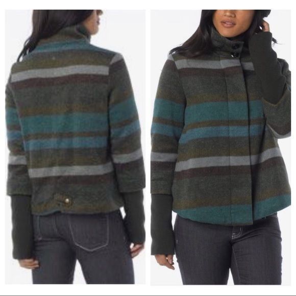 Prana Prana XS Green Blue Plaid Wool LILY Jacket Knit Winter Layer Size XS / US 0-2 / IT 36-38 - 1 Thumbnail
