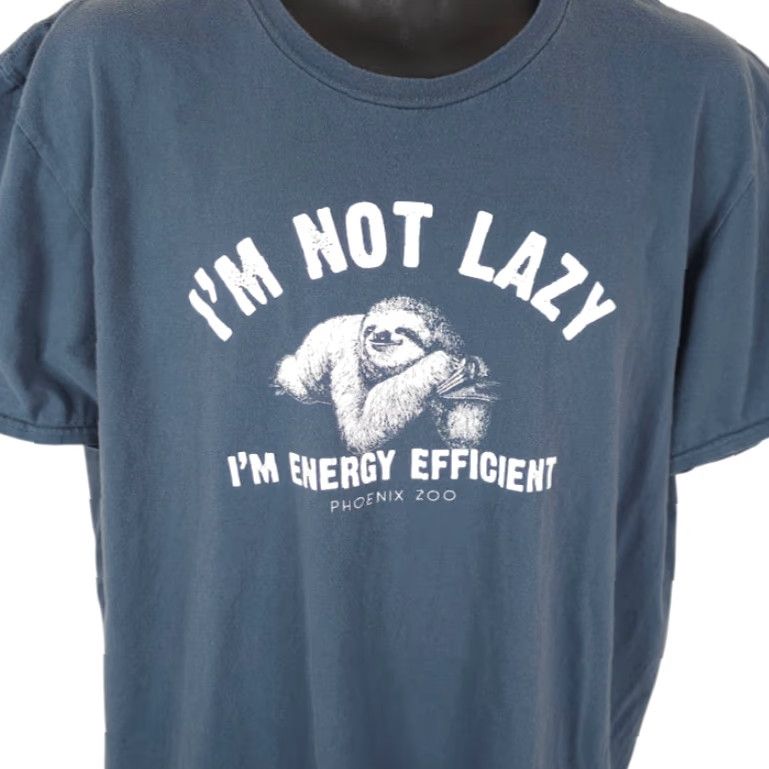 Anvil VINTAGE? No — Phoenix Zoo T Shirt Mens XL Blue Im Not Lazy Im Energy Efficient Sloth Size US XL / EU 56 / 4 - 2 Thumbnail