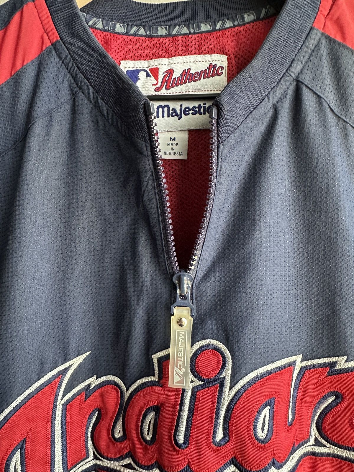 Majestic Vintage Majestic MLB Indians Nylon Pullover Navy Blue Size US M / EU 48-50 / 2 - 10 Thumbnail