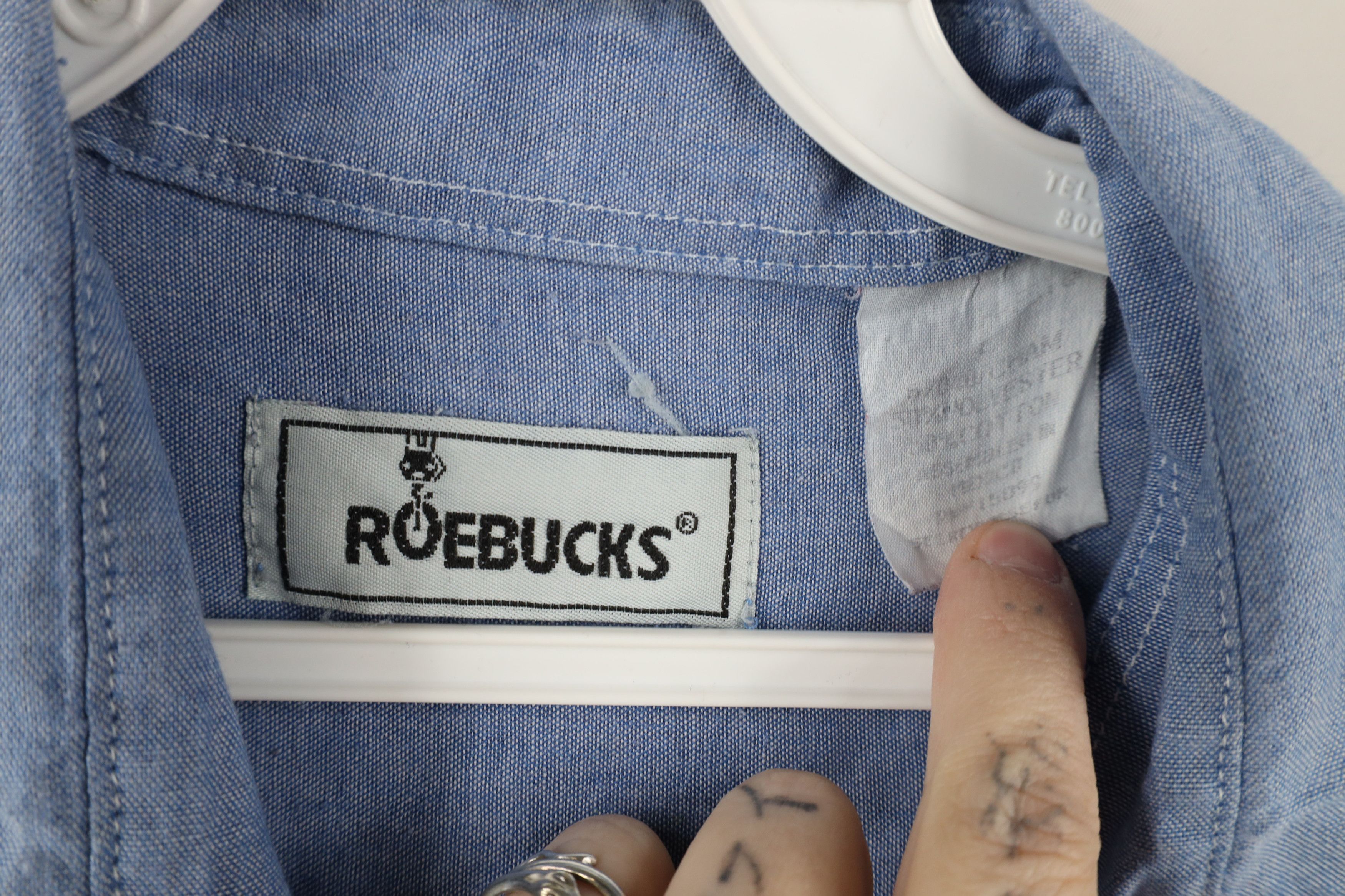 Vintage Vintage 90s Streetwear Chambray Workwear Button Shirt Blue Size US L / EU 52-54 / 3 - 7 Thumbnail