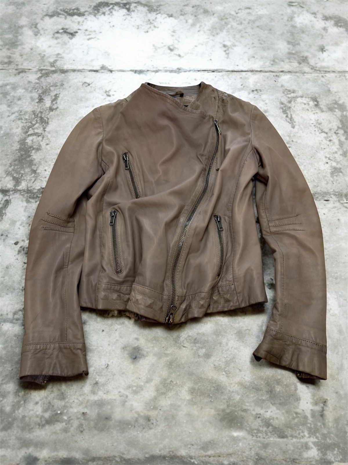 Rick Owens Vintage Wide Neck Faded Soft Real Leather Jacket Size US S / EU 44-46 / 1 - 1 Thumbnail