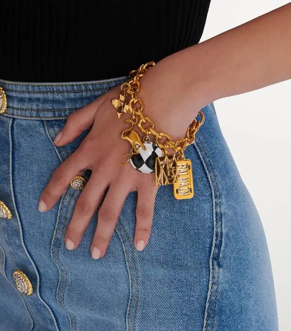 Balmain o1s1wg111225 Size:OS/Miami Charm Chain Bracelet in Golden Size ONE SIZE - 4 Thumbnail