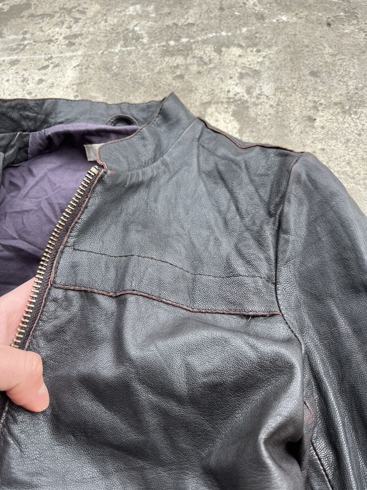 Allsaints × Japanese Brand Vintage Allsaints Avant Garde Japanese Faded Leather Jacket Size XS / US 0-2 / IT 36-38 - 8 Thumbnail