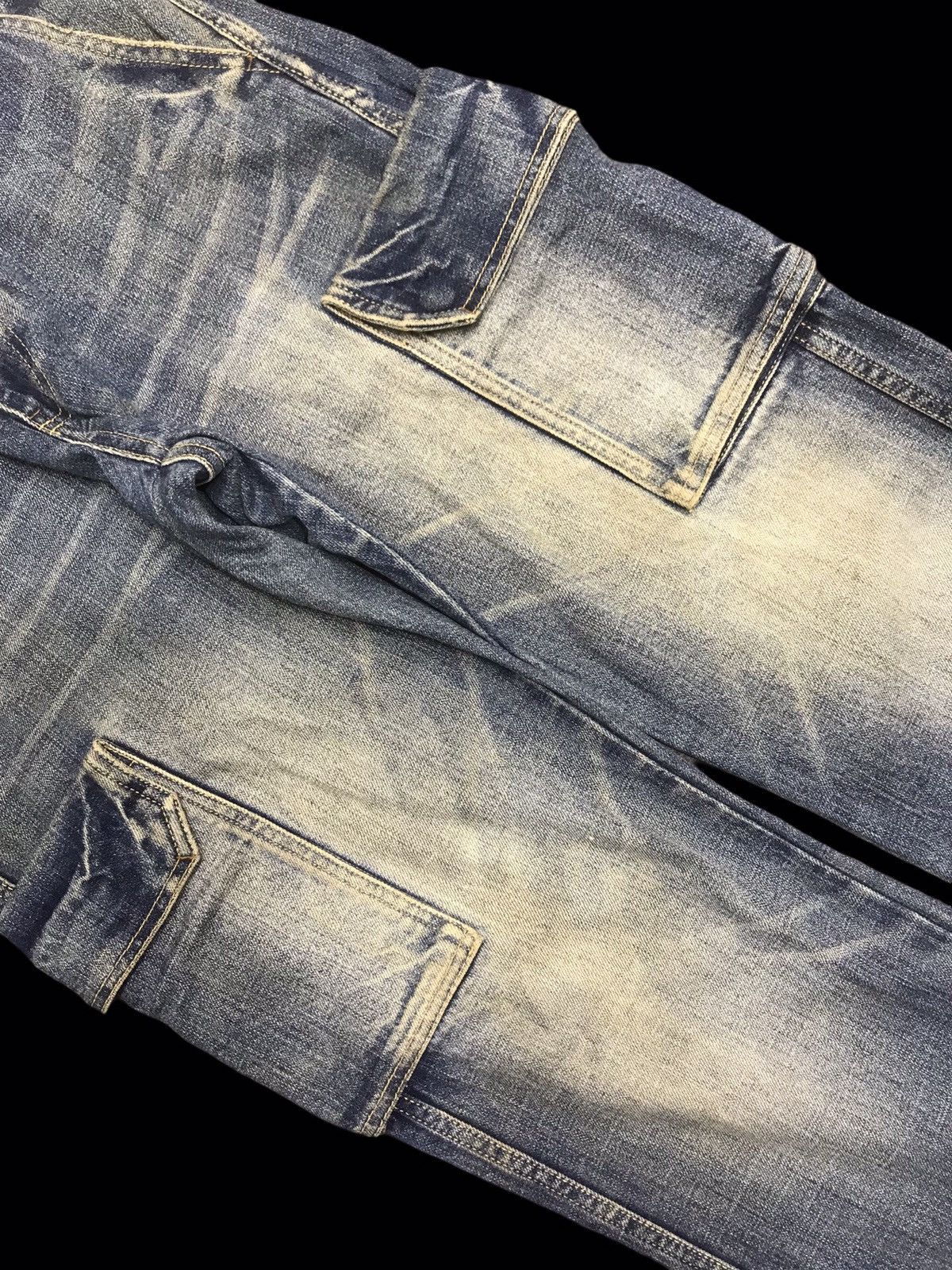 Global Work 💥JAPAN STYLE💥RARE GLOBAL WORK BLUE WASH CARGO DENIM F211 Size US 30 / EU 46 - 9 Thumbnail