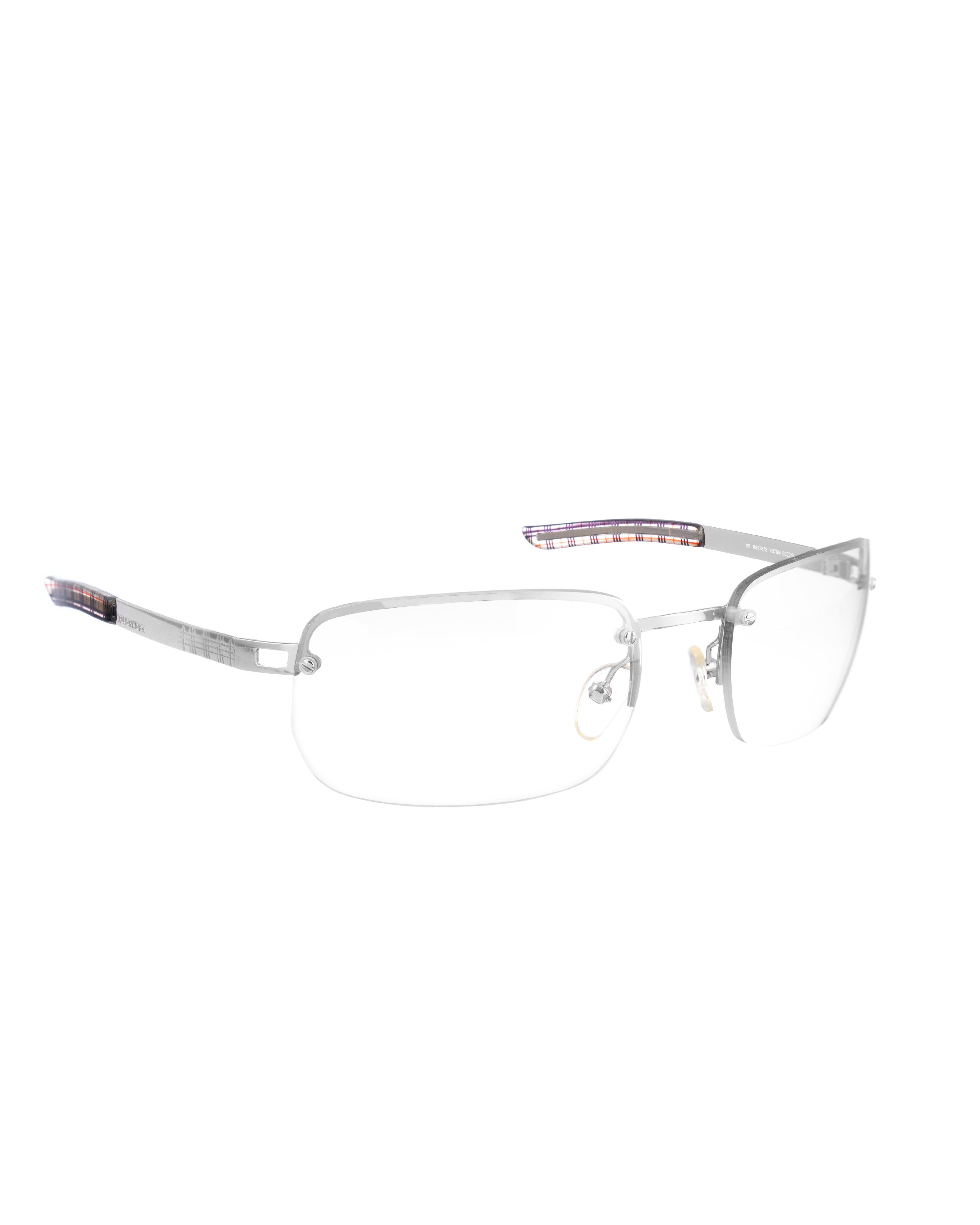 Burberry Burberry 00s Silver Checked Rectangle Sunglasses Size ONE SIZE - 2 Thumbnail