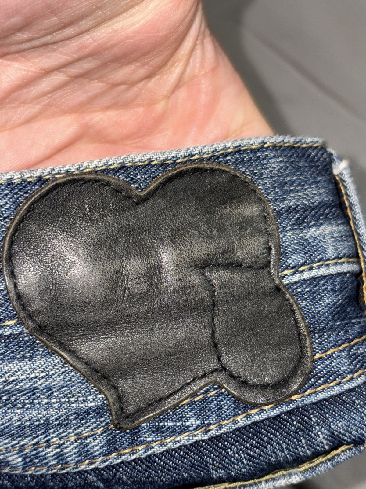 Number (N)ine SS05 Number Nine Nightcrawler Denim Patch stitching Red Yarn Size US 31 - 10 Thumbnail