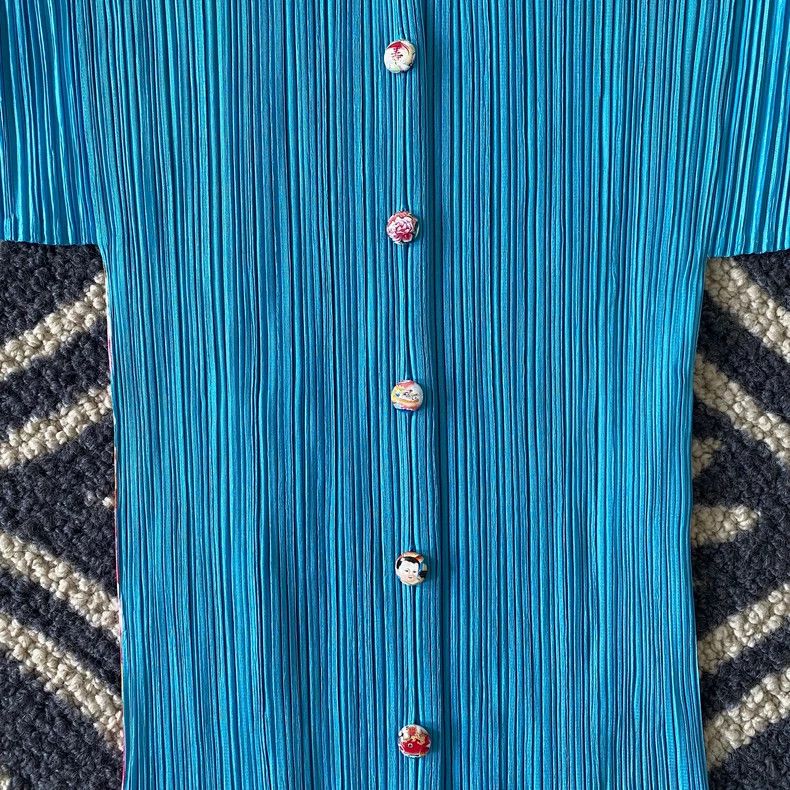 Issey Miyake Issey Miyake Blue Fuwa pleated long-sleeved shirt Size L / US 10 / IT 46 - 4 Thumbnail