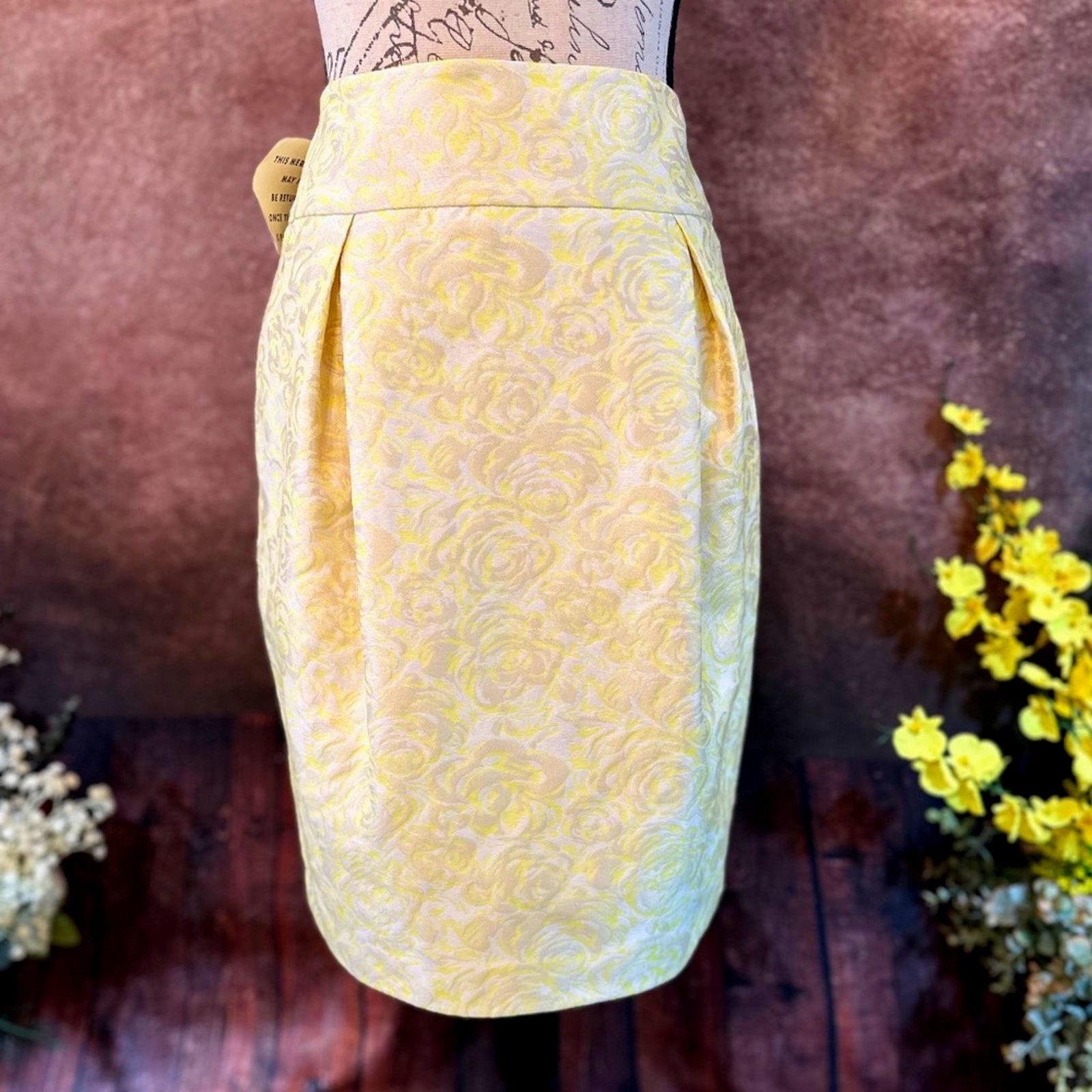 Magaschoni Magaschoni Jacquard Pleated Skirt - Buttercup Combo 10 Size 32" / US 10 / IT 46 - 5 Thumbnail