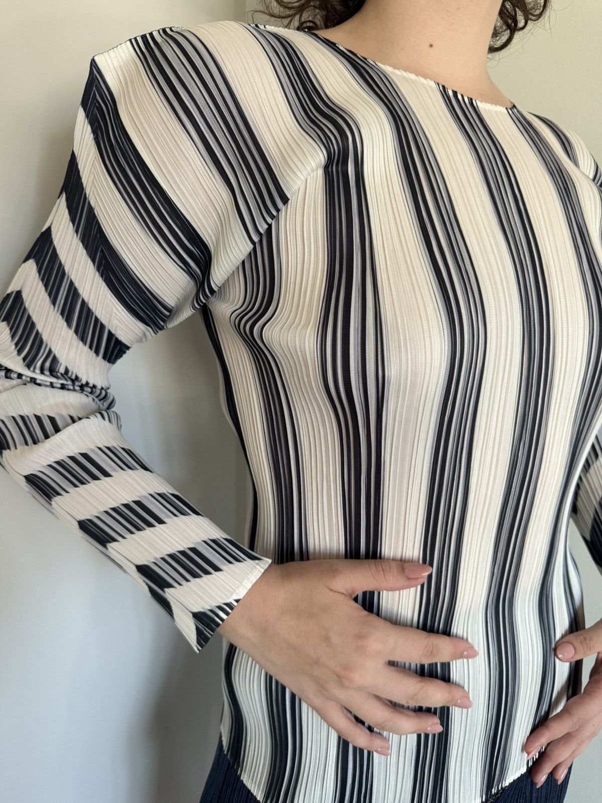 Issey Miyake × Pleats Please Issey Miyake RARE 1996 Pleats Please Issey Miyake striped top Size ONE SIZE - 8 Thumbnail