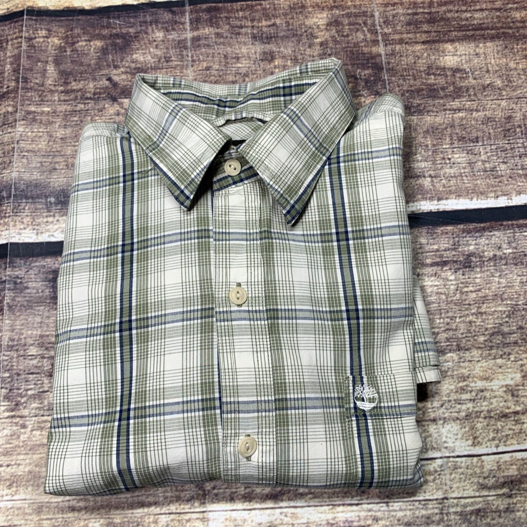 Timberland Timberland Shirt Button-Down Plaid Long Sleeve Green White Mens Large Size US L / EU 52-54 / 3 - 8 Thumbnail