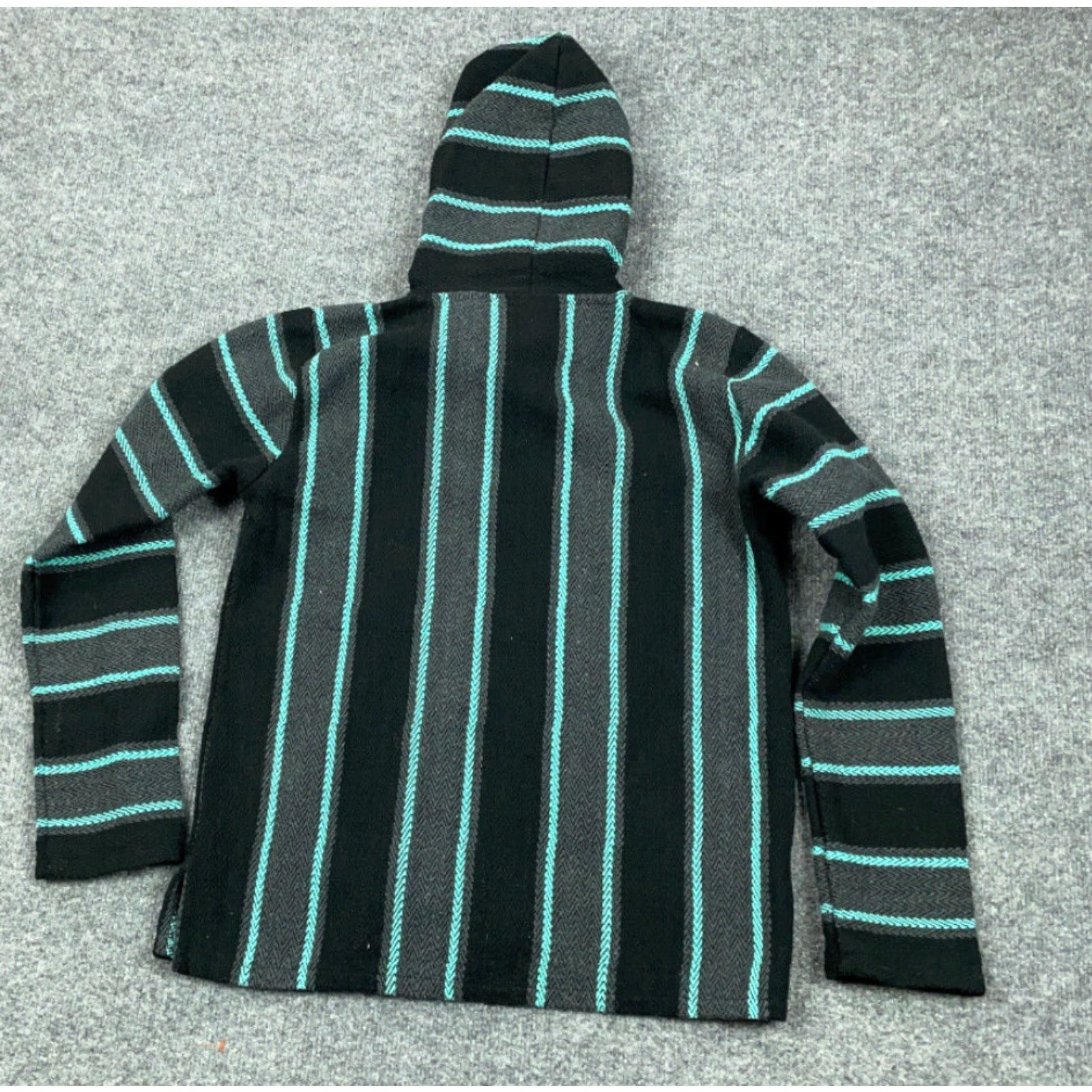 Vintage VTG 90s Black Green Rasta Hoodie Poncho Adult Medium Drug Rug Hippie Festival Senor Lopez Size US M / EU 48-50 / 2 - 2 Thumbnail