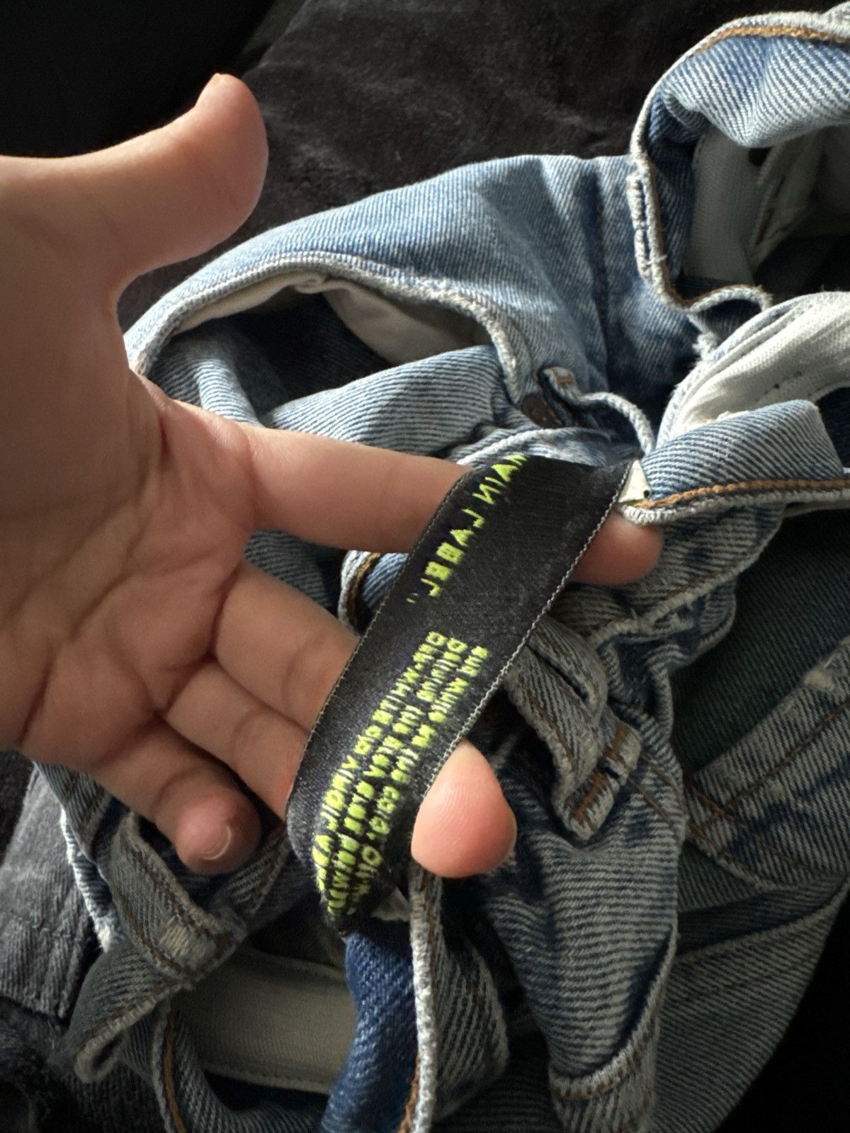 Off-White × Virgil Abloh Off-White Slim Low Crotch Graffiti Jeans - No Belt Size 29" - 10 Thumbnail