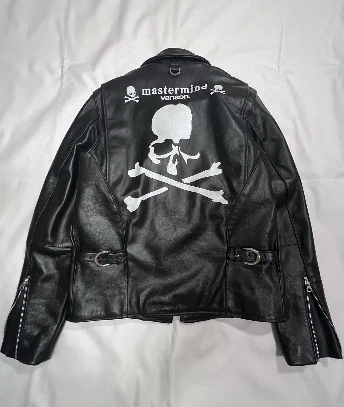 image of Mastermind Japan X Vanson Bikers Jacket in Black, Men's (Size Large)