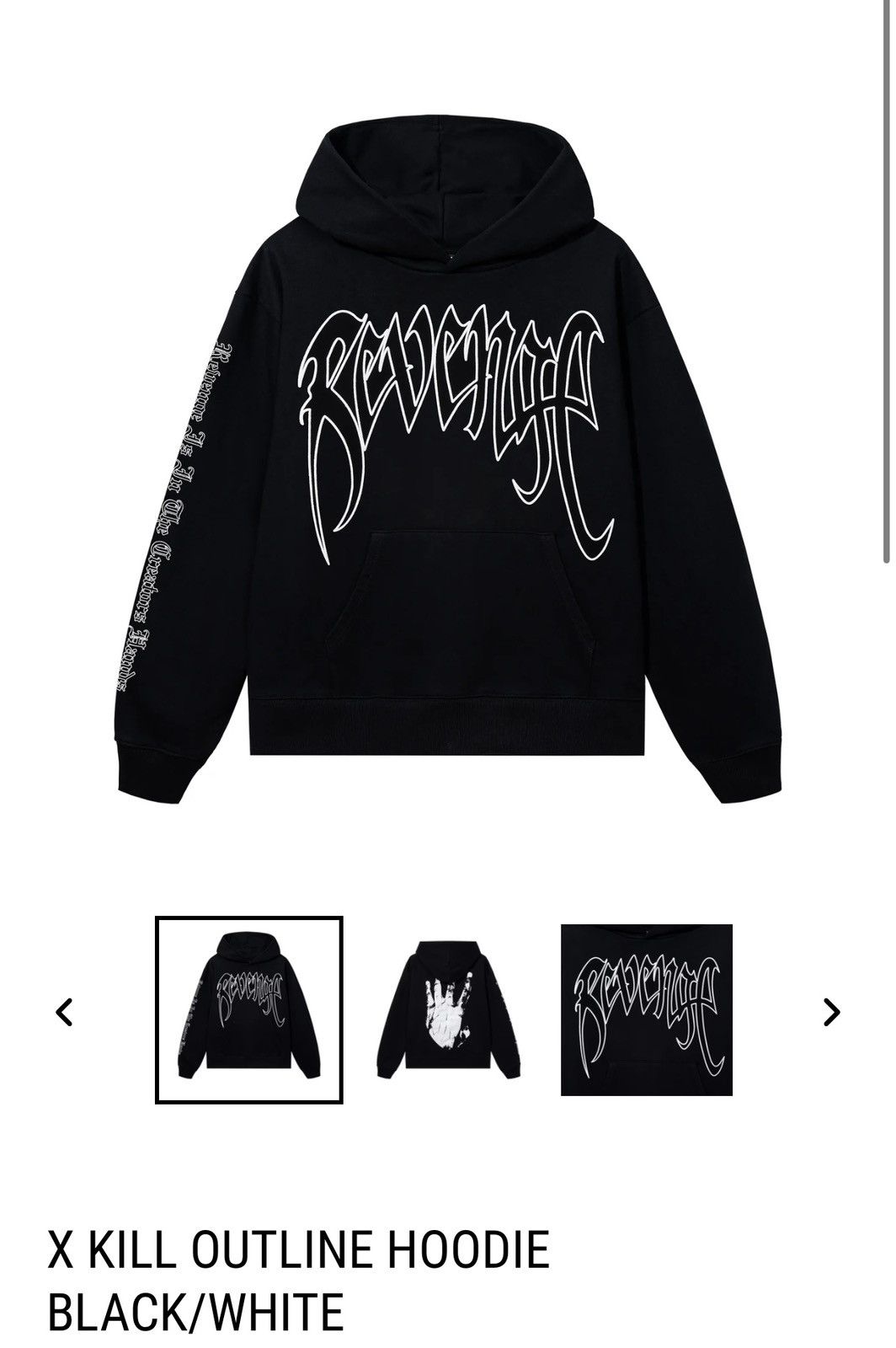 Revenge hoodie sale white and black