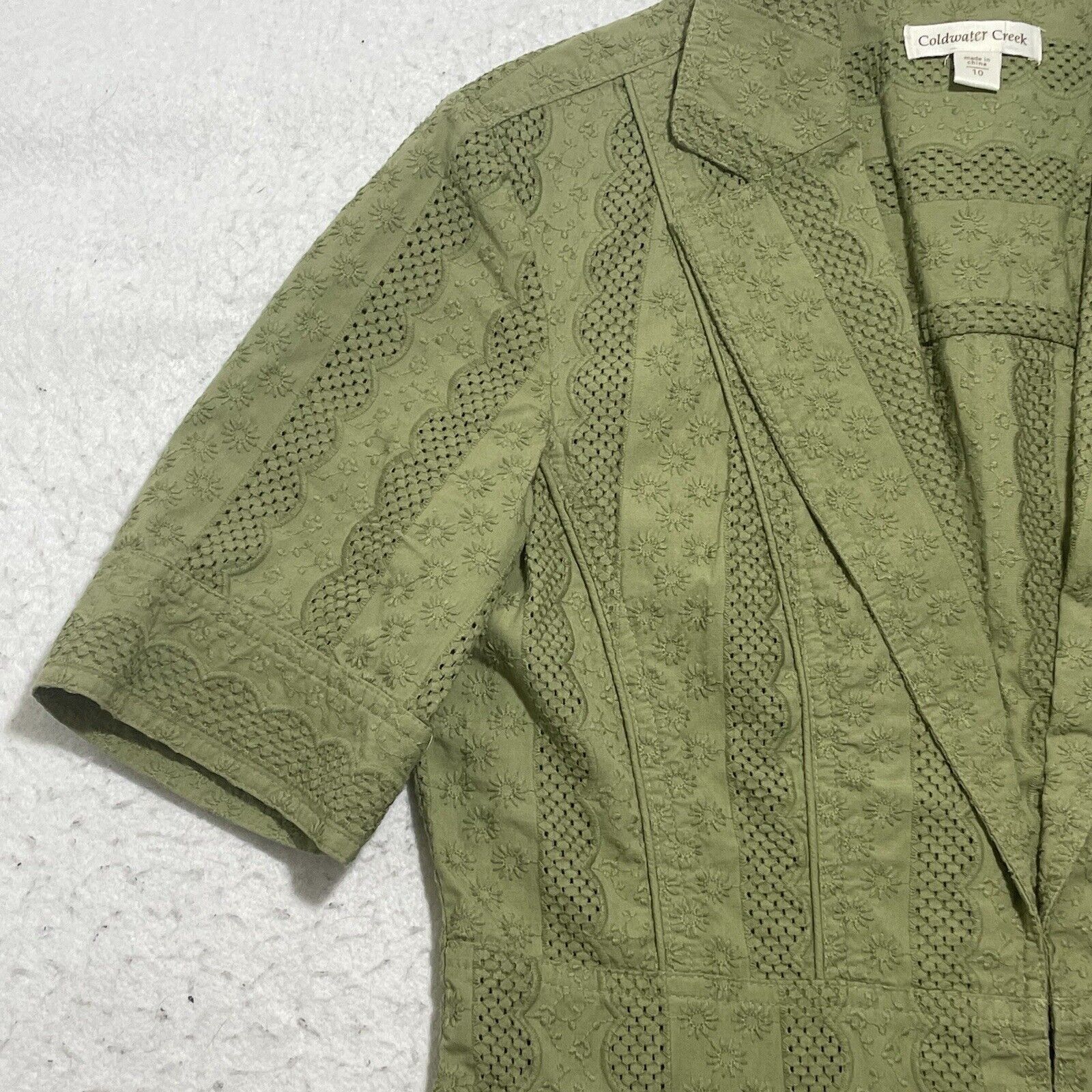 Coldwater Creek Coldwater Creek 10 Collared Open Knit Hook & Eye Clasp Top Size L / US 10 / IT 46 - 5 Thumbnail