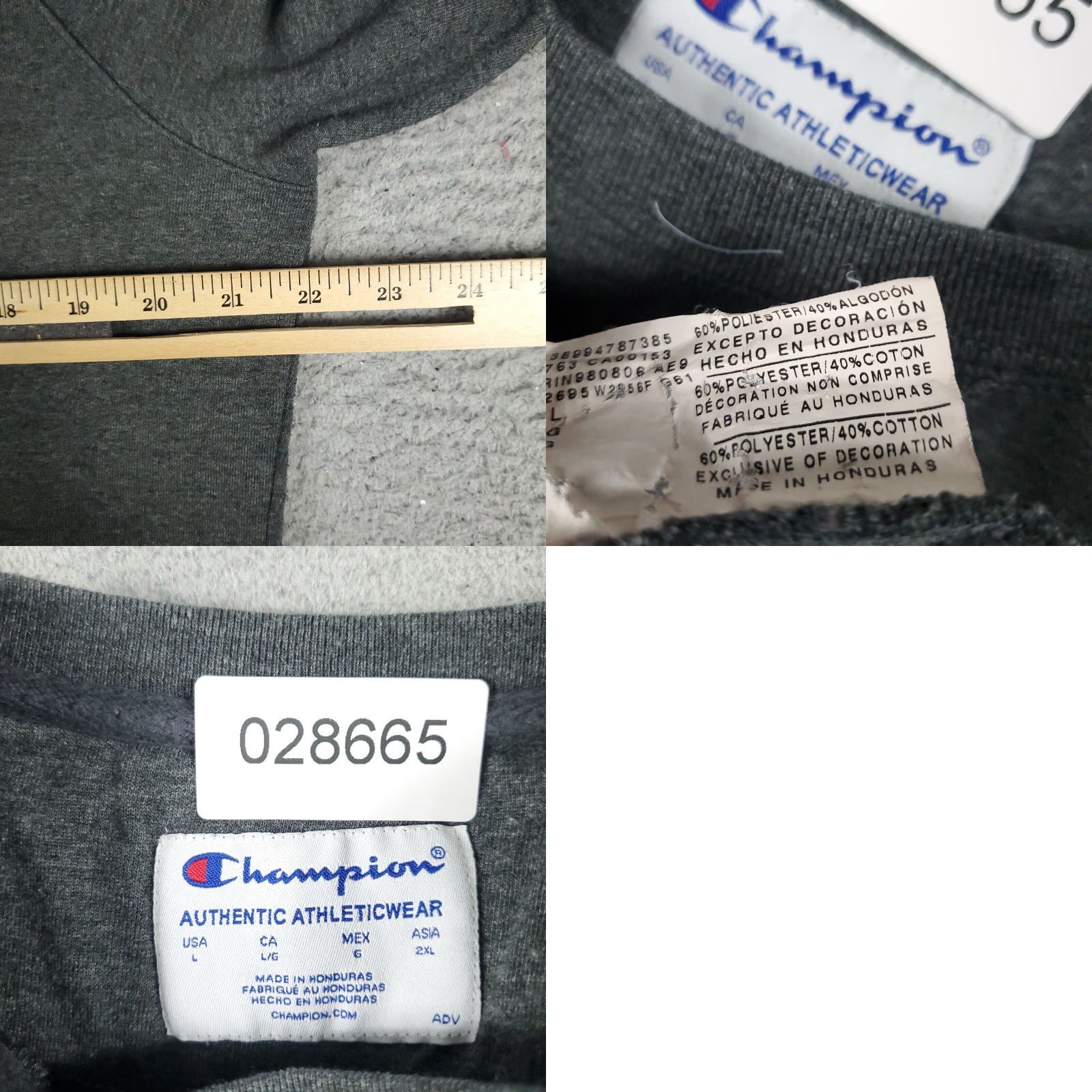 Champion Champion Pullover Sweatshirt Mens Large Gray Long Sleeve Crew Neck Cotton Blend Size US L / EU 52-54 / 3 - 8 Thumbnail