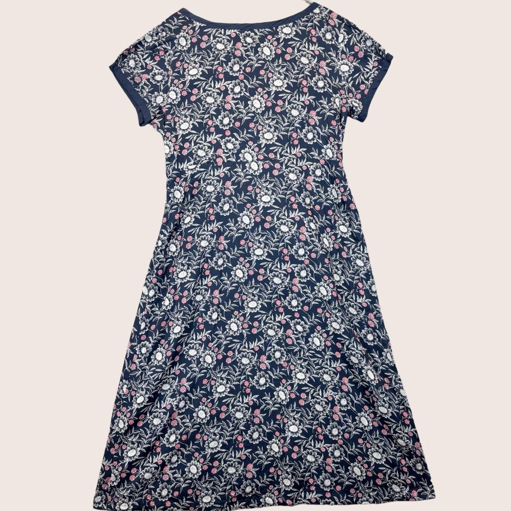 Vintage Seasalt Morvoren Dress Floral Navy UK 14 Fit & Flare Women’s Short Sleeve Knee Length Casual Party Size XL / US 12-14 / IT 48-50 - 1 Thumbnail