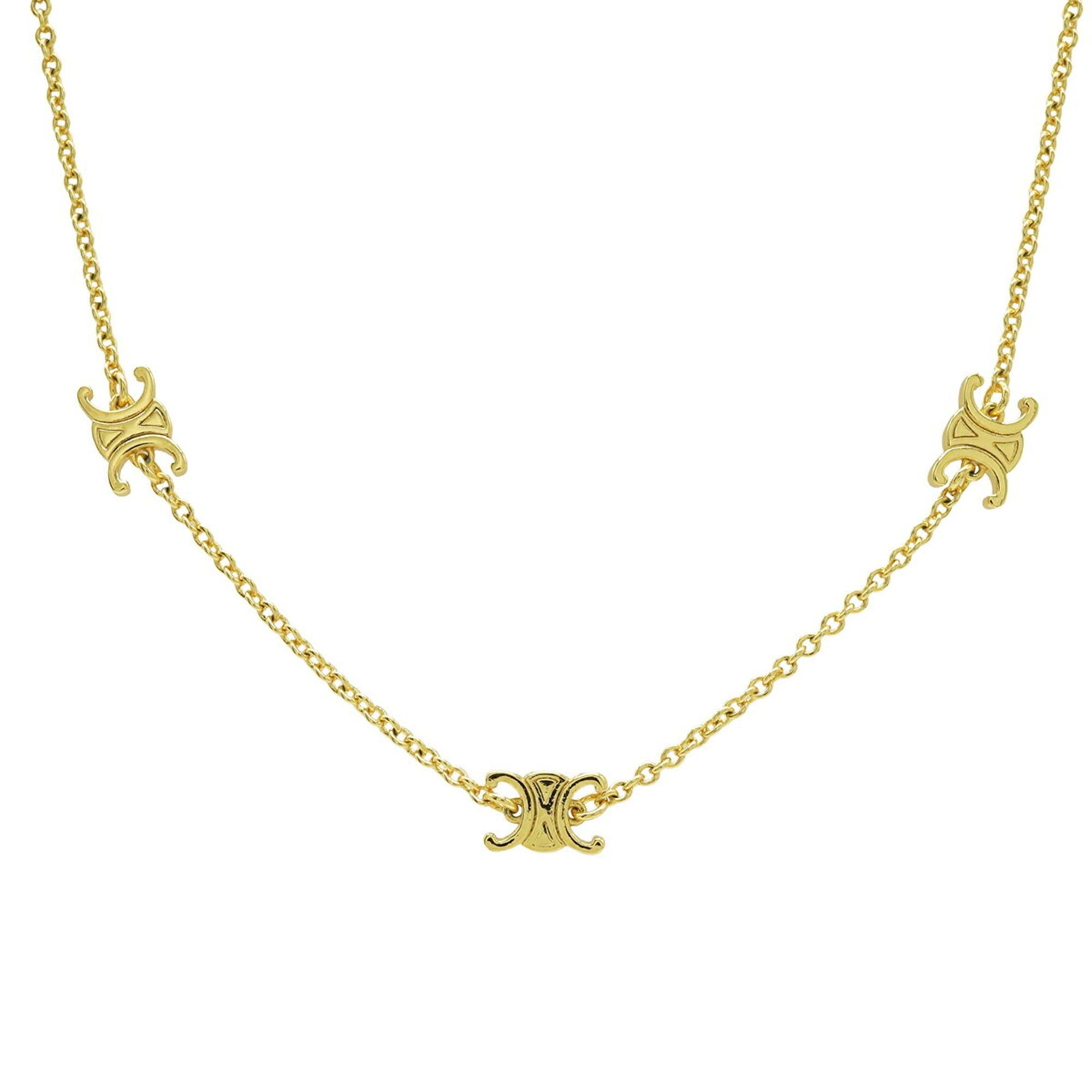 Celine CELINE Mini Triomphe Necklace Pendant Brass Gold 460MS6BRA.35OR Size ONE SIZE - 1 Thumbnail
