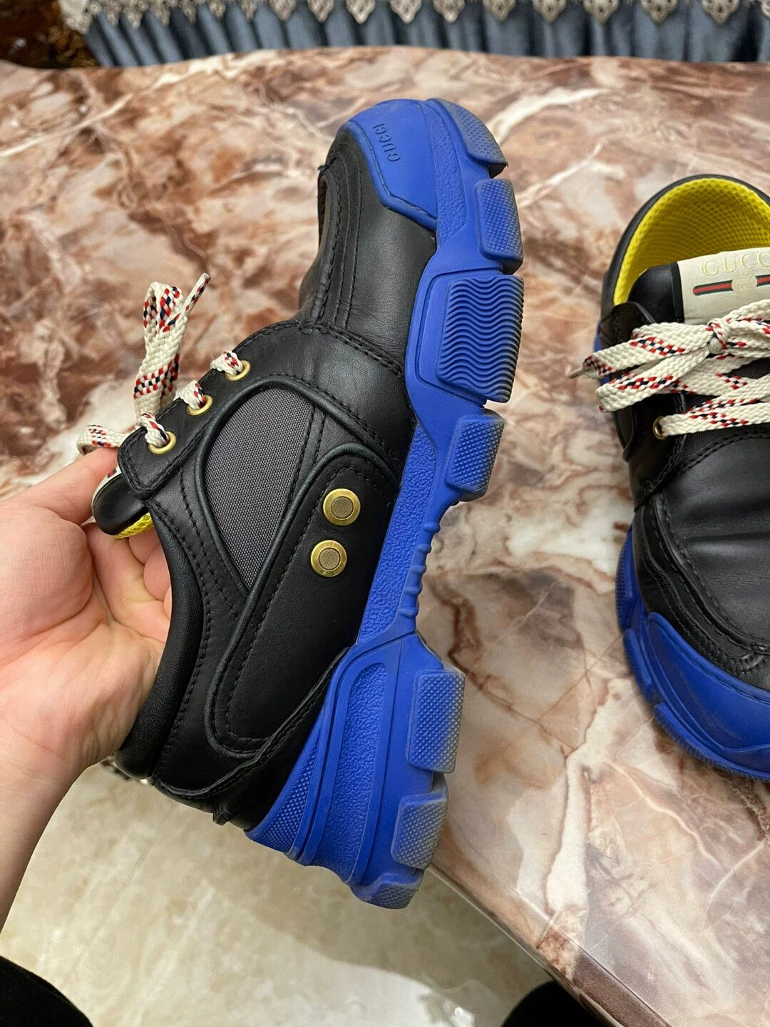 Gucci Gucci Men's GG Monogram Leather Platform Shoes 42 Black/Blue Size US 9 / EU 42 - 4 Thumbnail