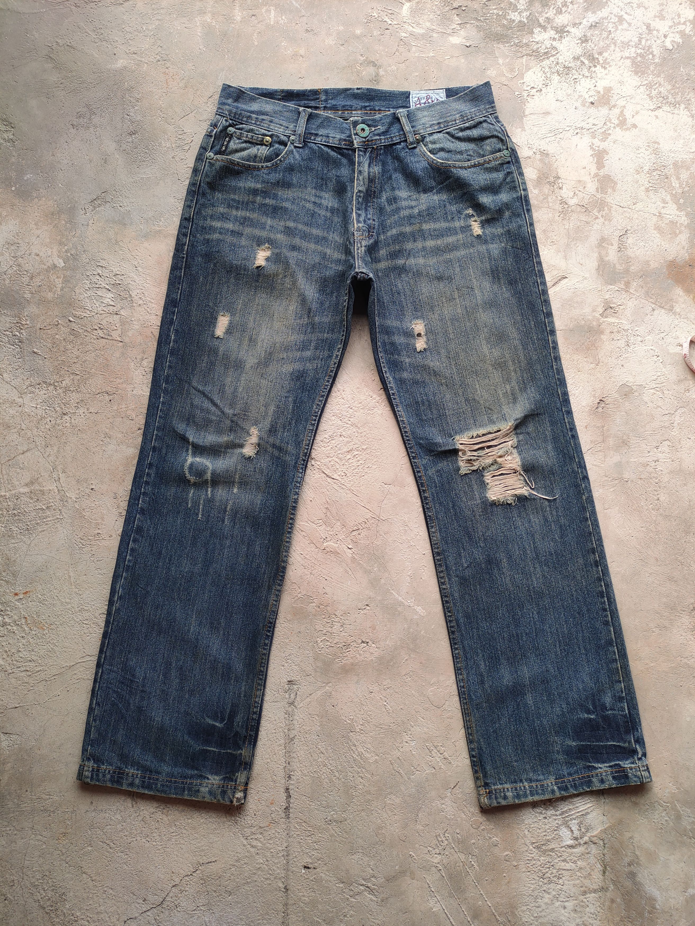 Japanese Brand # VINTAGE A&F DISTRESSED FADED JEANS DENIM PANTS Size US 35 - 2 Thumbnail
