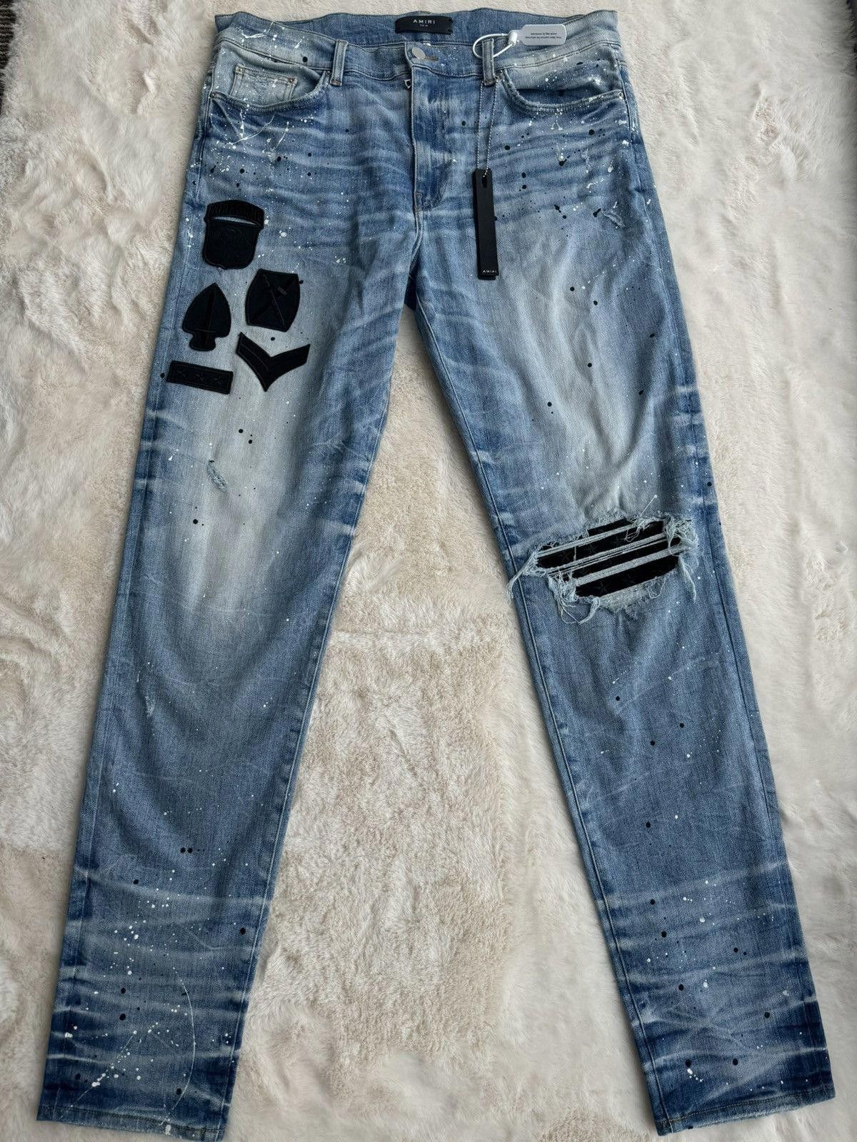 Amiri Amiri Indigo Military Patch Denim Jeans Size US 38 / EU 54 - 1 Thumbnail