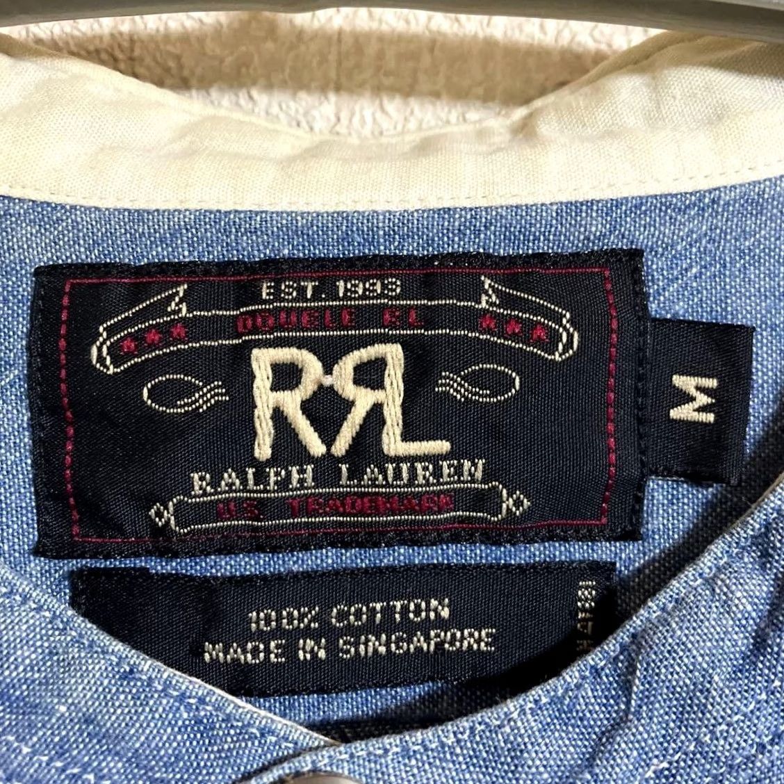 Ralph Lauren RRL Ralph Lauren Band-collar Denim Shirt Blue Size M Casual good condition Used Shirt Men M Blue Denim Band-collar Button-Up Size US M / EU 48-50 / 2 - 3 Thumbnail
