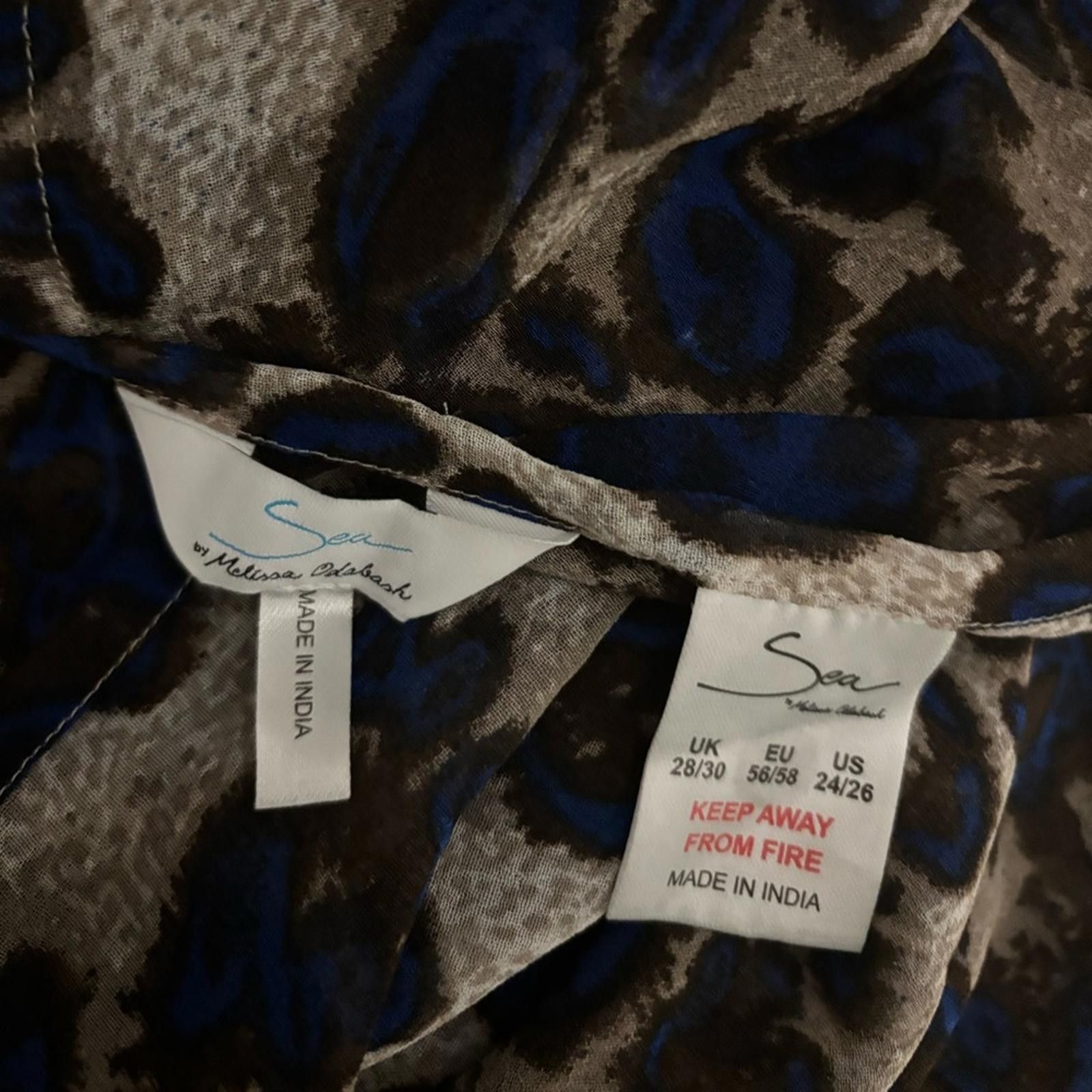 Sean John Sea Blue and Brown Patterned Scarf Size ONE SIZE - 3 Thumbnail