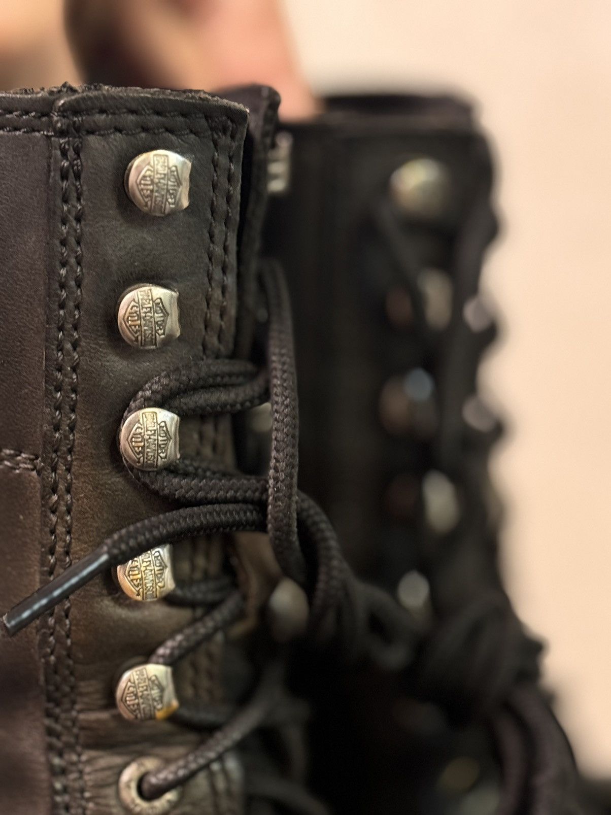 Vintage × Western Rise 90s Vintage Leather Cowboy Boots HARLEY DAVIDSON USA Size US 7 / IT 37 - 10 Thumbnail