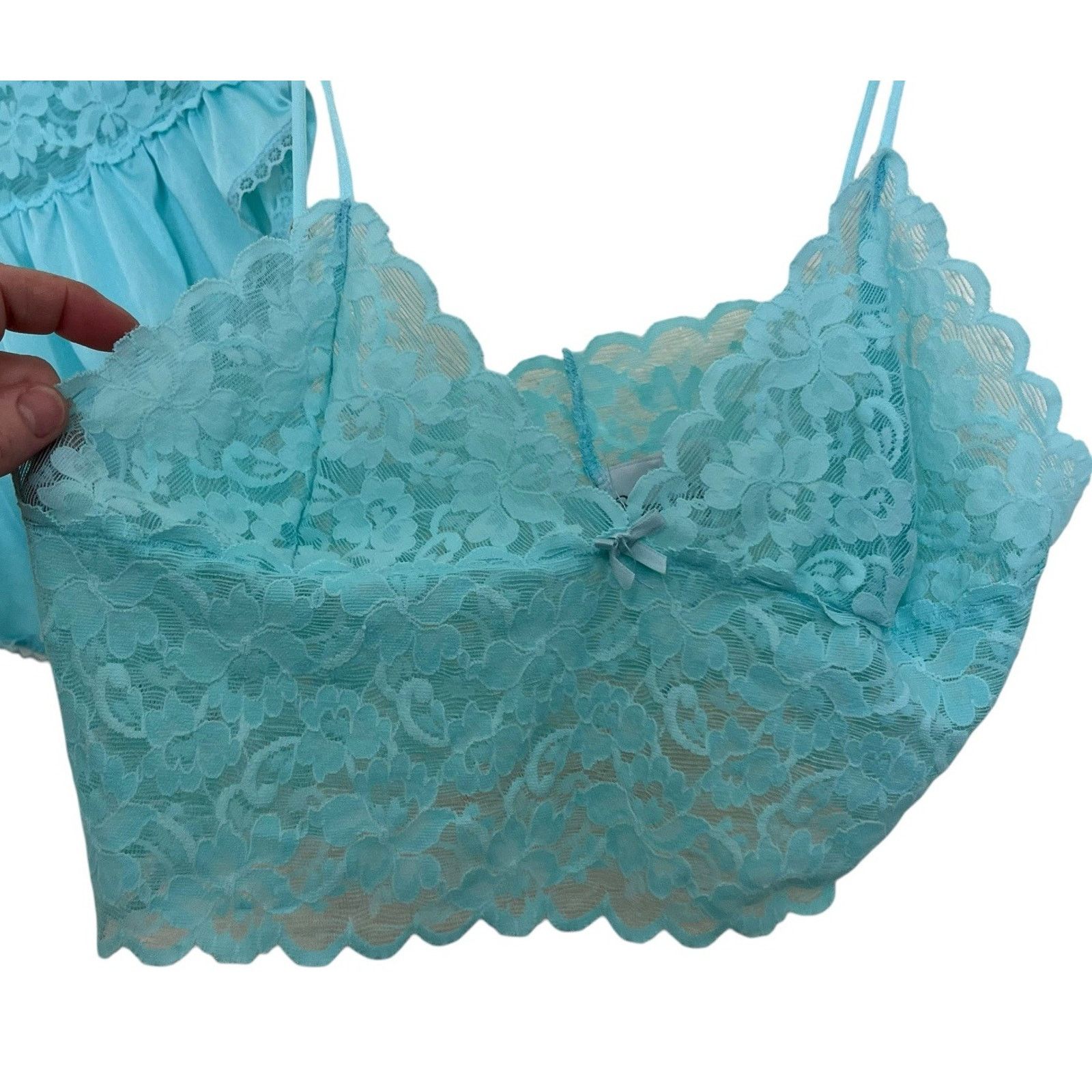 Vintage Alana Gale | Vintage Aqua Blue French Cut Panties Bralette Size ONE SIZE - 3 Thumbnail