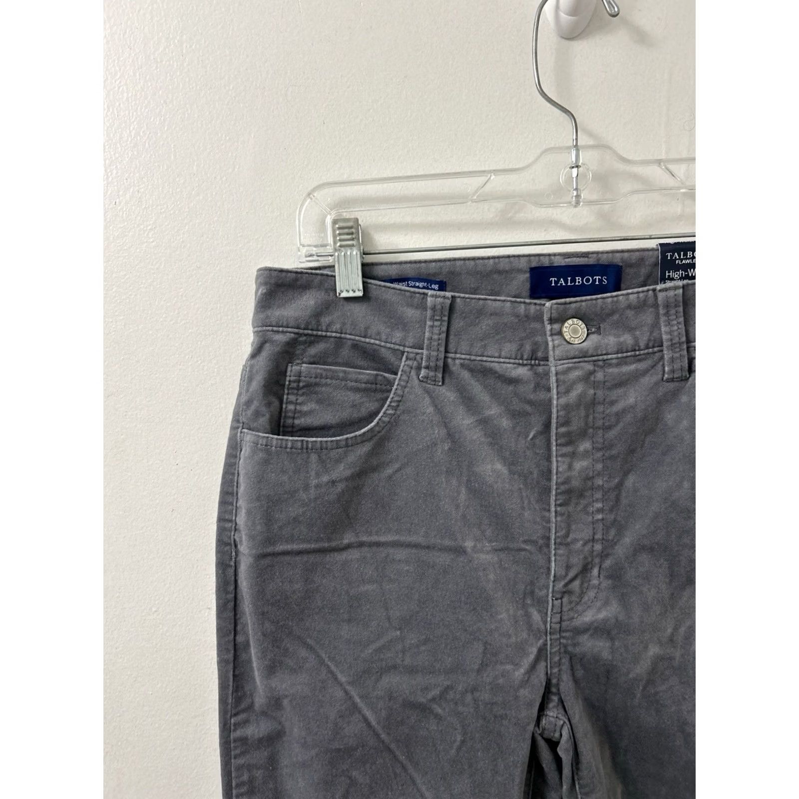 Talbots Talbots Pants Womens 6 Gray High Waist Slim Straight Leg 32x30 Cotton Blend Zipper Button Pockets Chino Fall Winter Size 28" / US 6 / IT 42 - 4 Thumbnail
