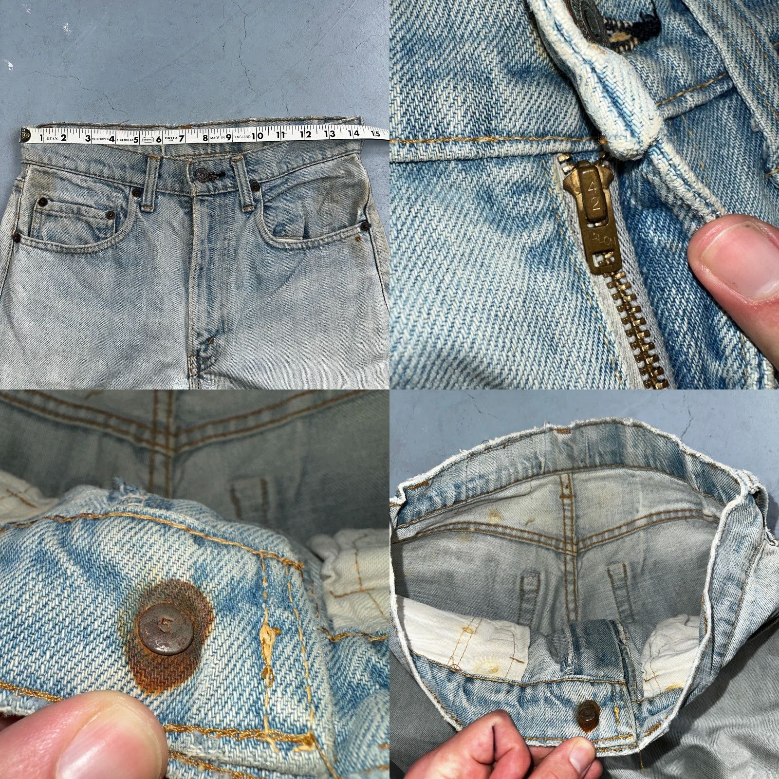 Levi's VINTAGE Levis 505 VTG 70s SS Redline Selvedge USA XX Jeans Light Wash Talon 29x34 Size US 29 - 8 Thumbnail