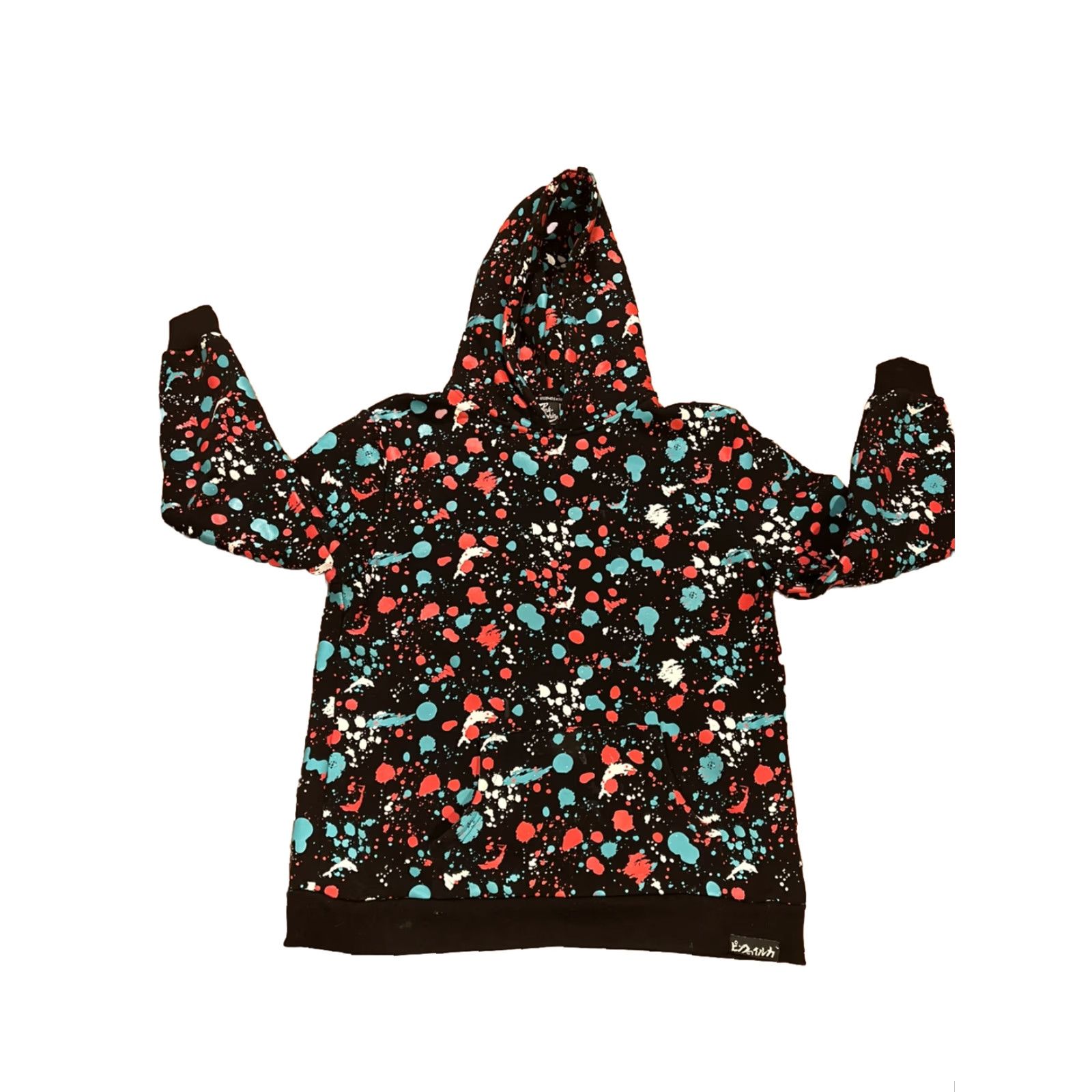 Pinko VINTAGE Pink Dolphin Splatter Hoodie XL Men Pullover Black Size US XL / EU 56 / 4 - 2 Thumbnail