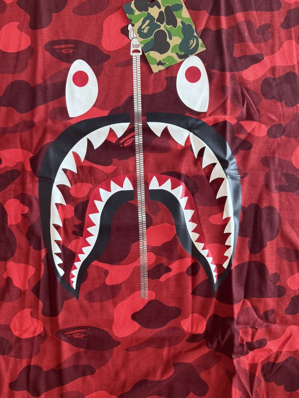 Bape Bape Red Camo Shark Tee Size US XL / EU 56 / 4 - 3 Thumbnail