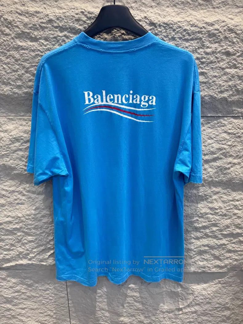 Balenciaga Balenciaga Blue Logo Lettering Print Short Sleeve T-Shirt Size US S / EU 44-46 / 1 - 4 Thumbnail
