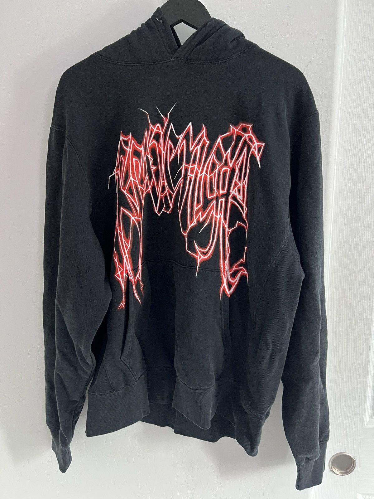 Image of Revenge Red Lightning Hoodie “Members Only” in Black, Men's (Size XL)