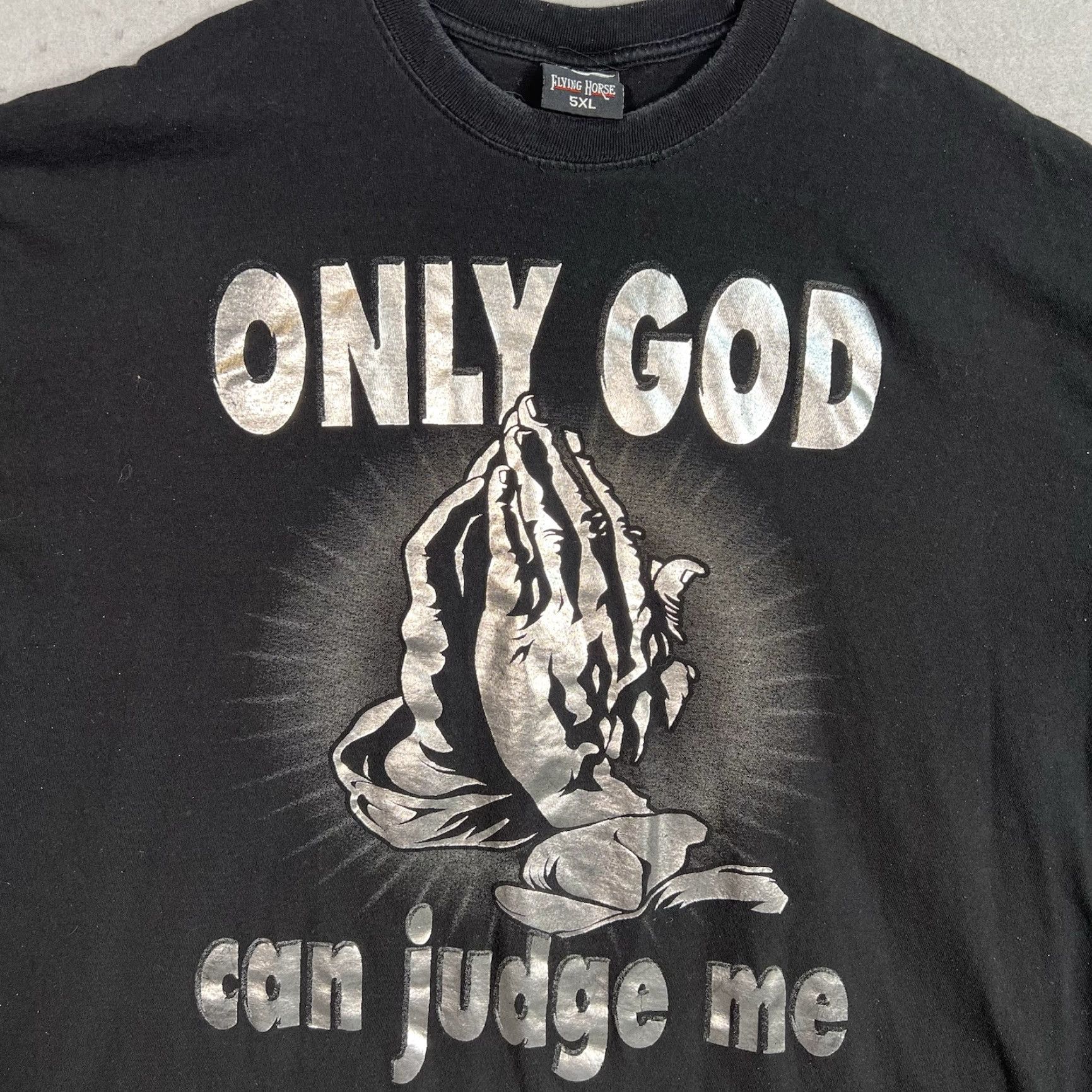 Vintage VINTAGE Flying Horse Only God Can Judge Me Praying Hands Shirt Adult 5XL Black 2000s Mens Size US XXL / EU 58 / 5 - 2 Thumbnail